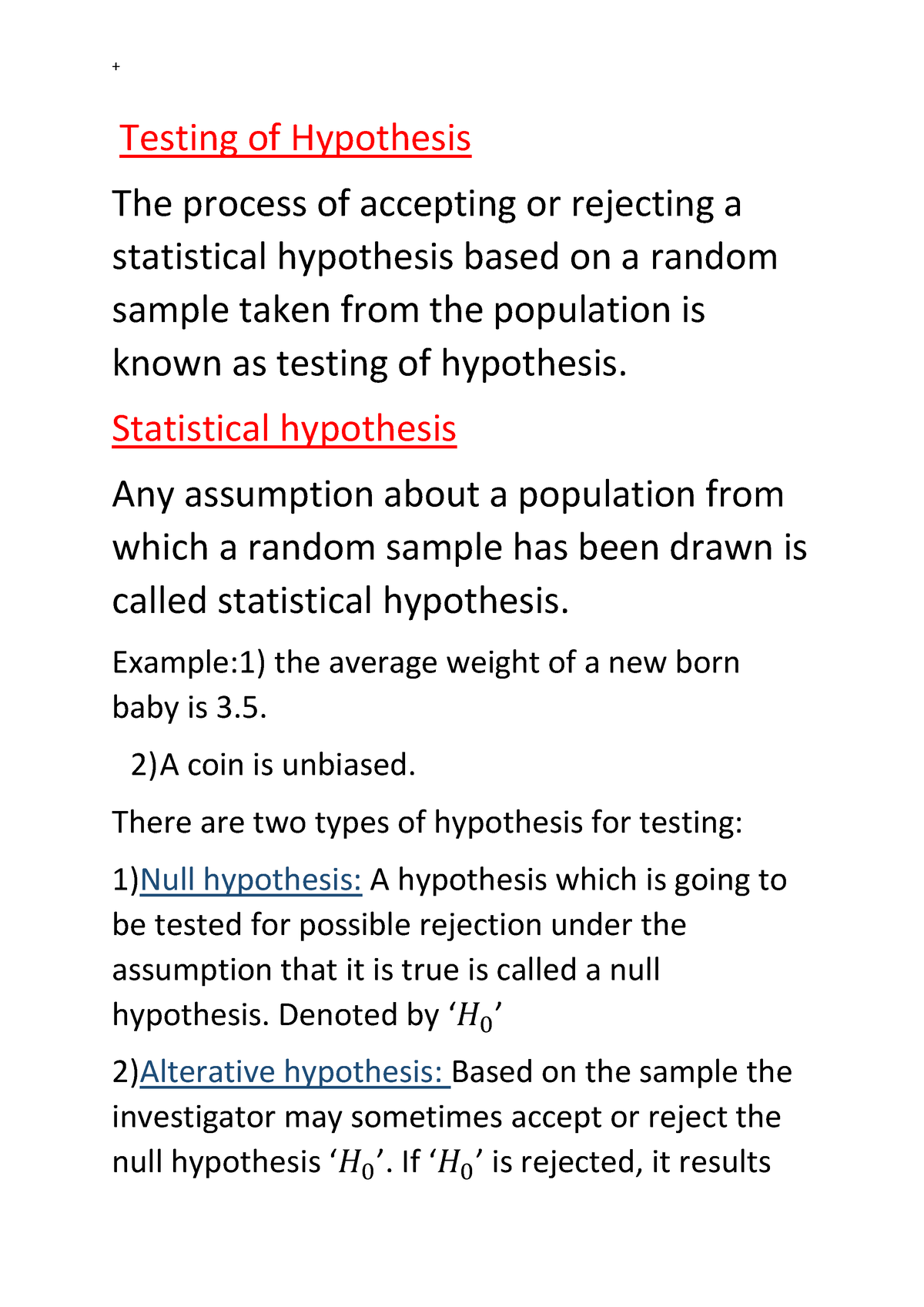 hypothesis test definition psychology