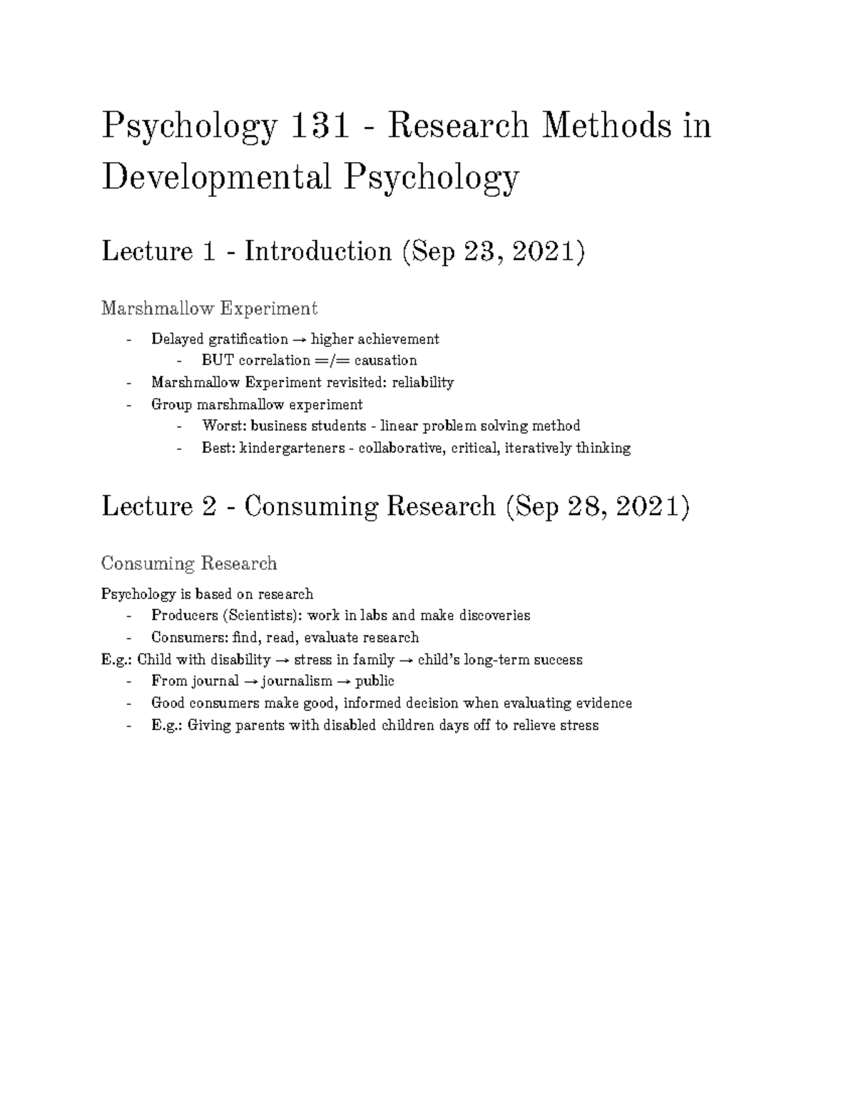 Psychology 131 - Fall 2021, Prof. Goff - Psychology 131 - Research ...
