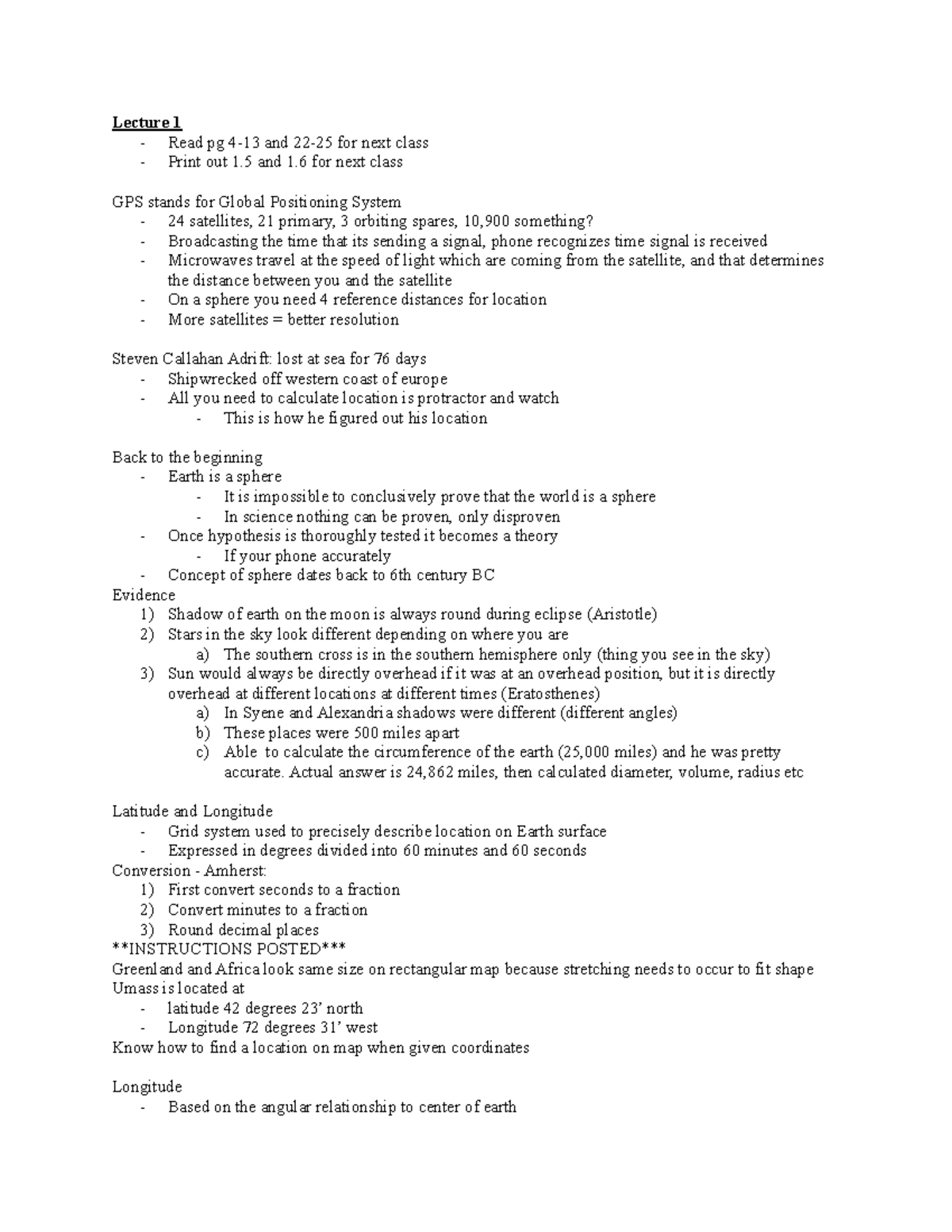 Geology Part 1-4 notes on Lectures, Homeworks and Quizzes to prepare ...