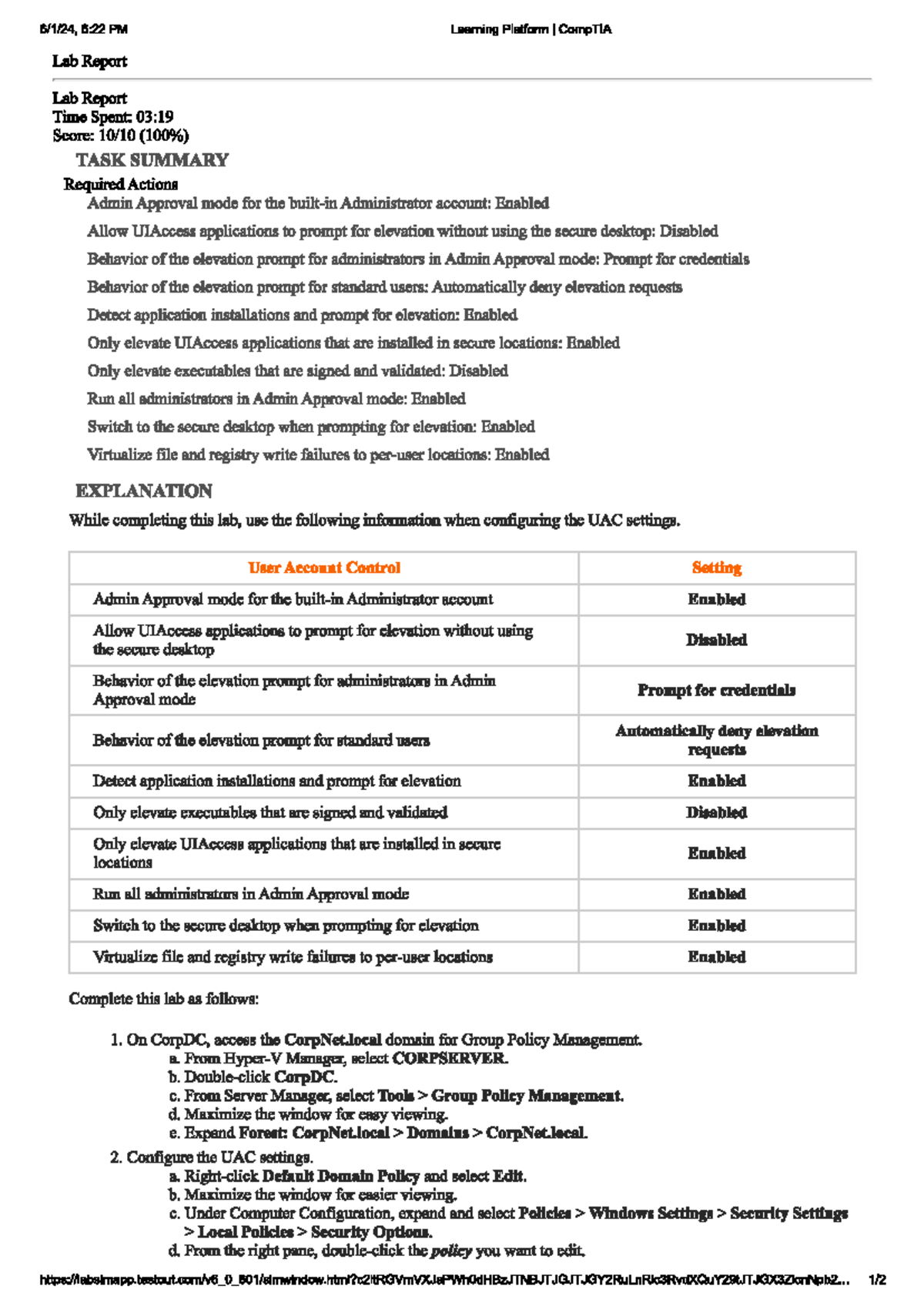Enforce Users TestOut Lab Guide NDIT12 Studocu