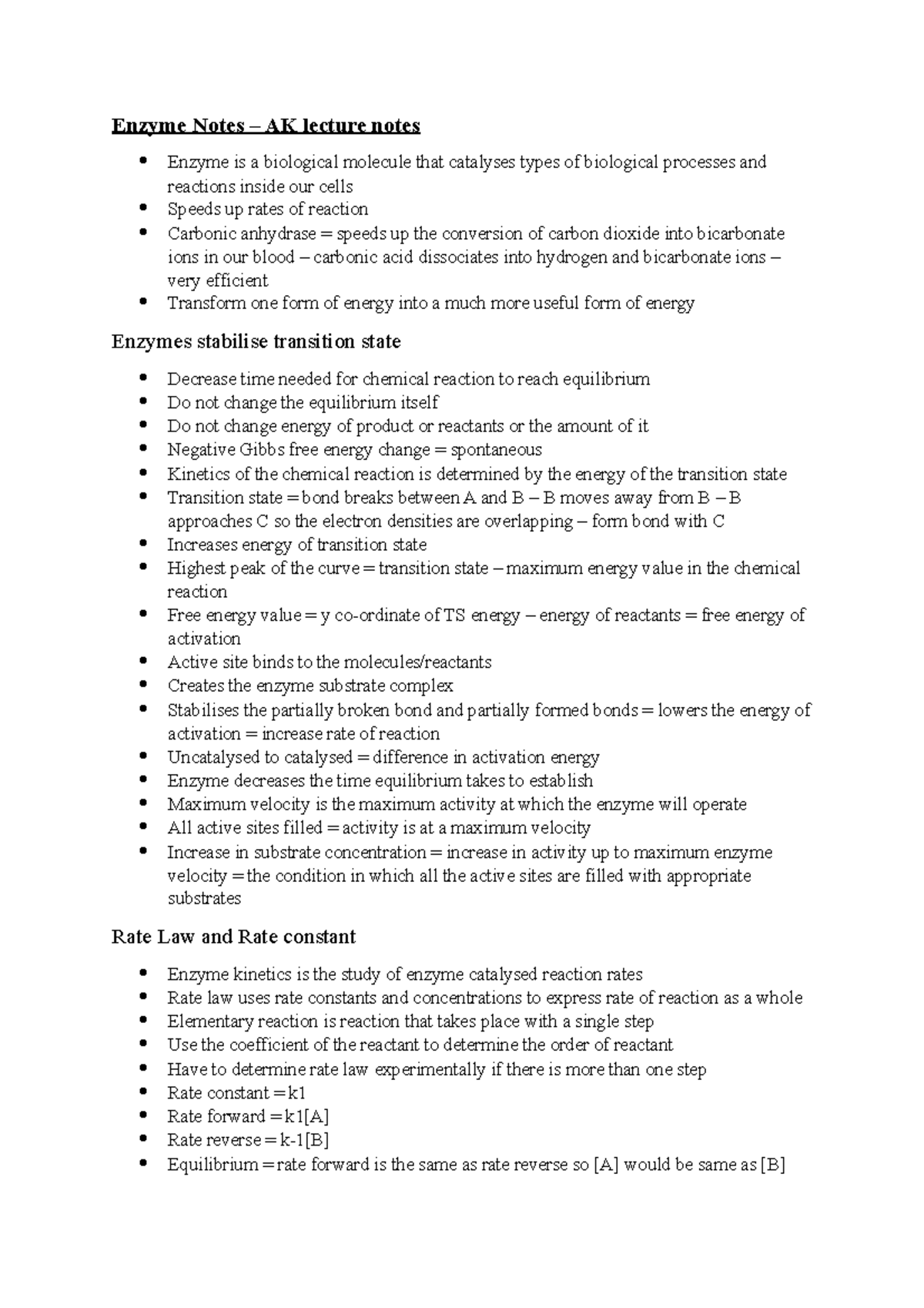 Enzyme Notes AK videos Enzyme Notes AK lecture notes Enzyme is a