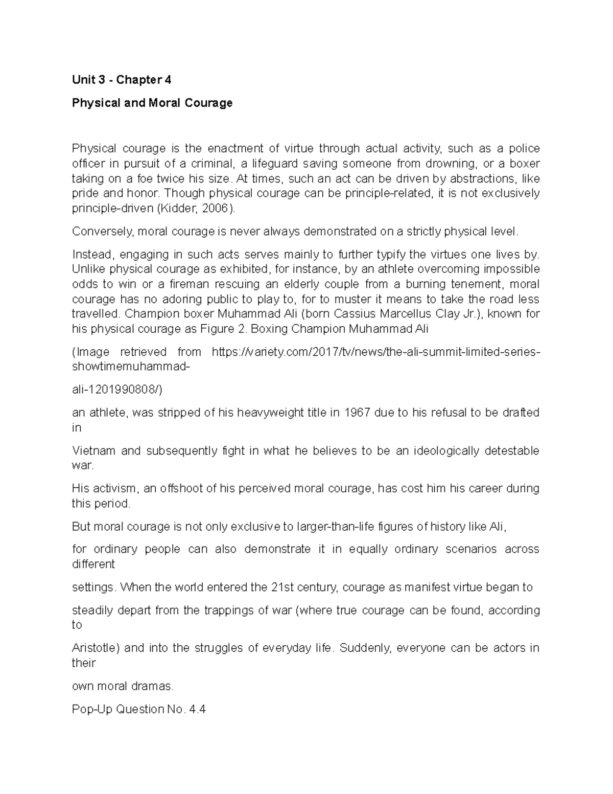 Physical and moral courage unit 3 chapter 4 physical and moral