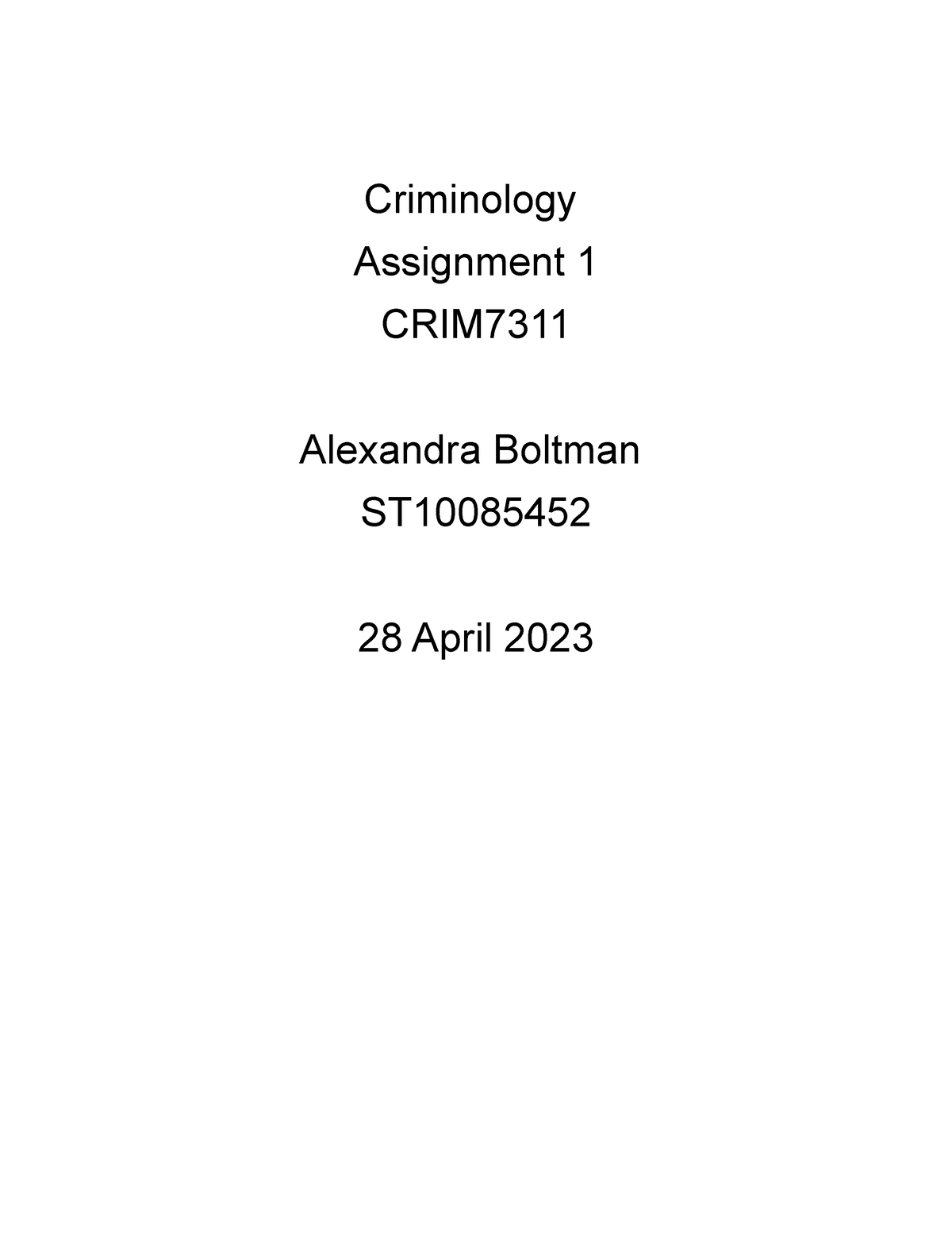 criminology room assignment april 2023