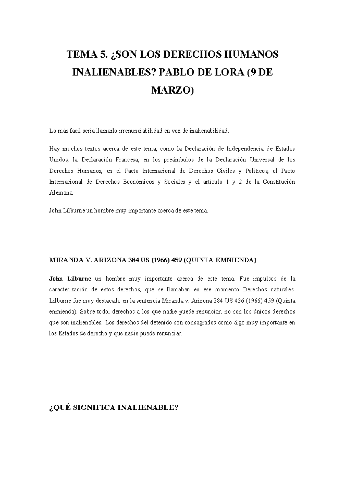 Tema 5. ¿Son los derechos humanos inalienables¿ - TEMA 5. ¿SON LOS ...