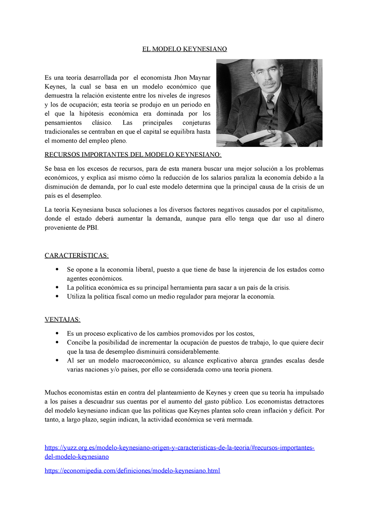 EL Modelo Keynesiano - Teoría desarrollada por el economista británico Jhon  Maynar Keynes, la cual - Studocu