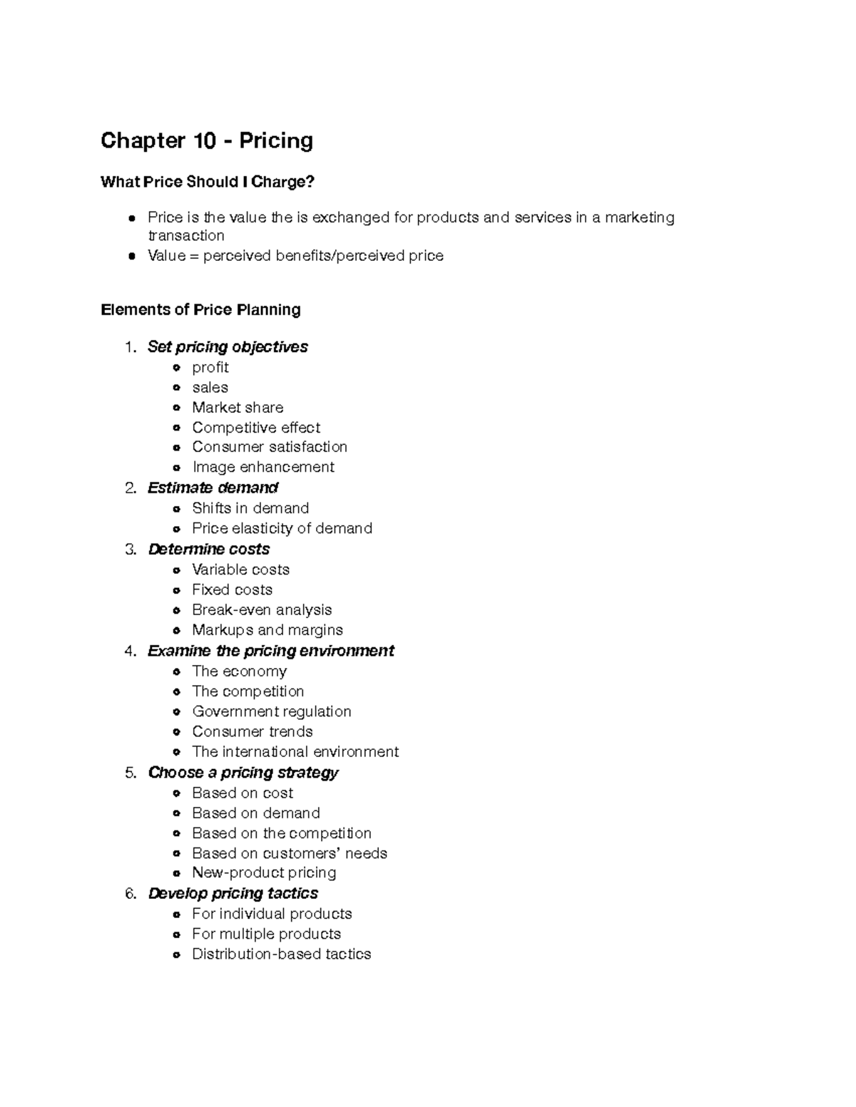 Chapter 10 - Pricing - Chapter 10 - Pricing What Price Should I Charge ...