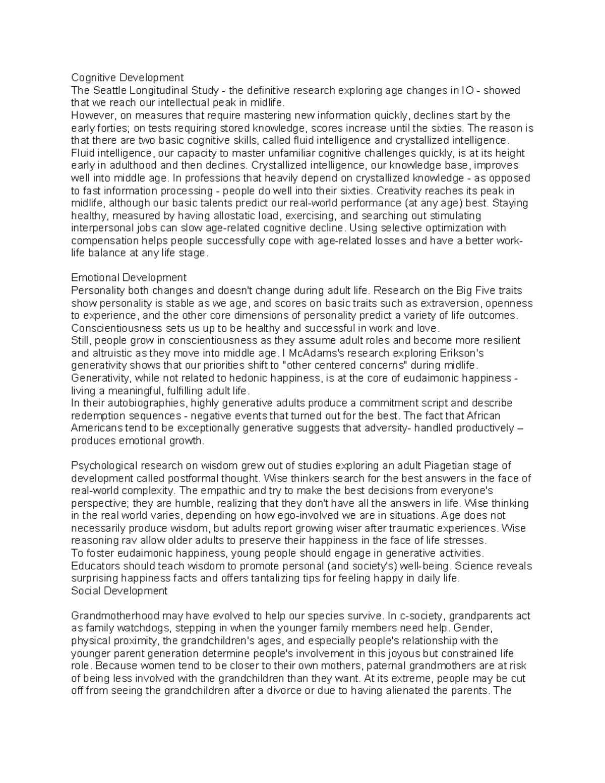 Chapter 12 - brief summary - Cognitive Development The Seattle ...