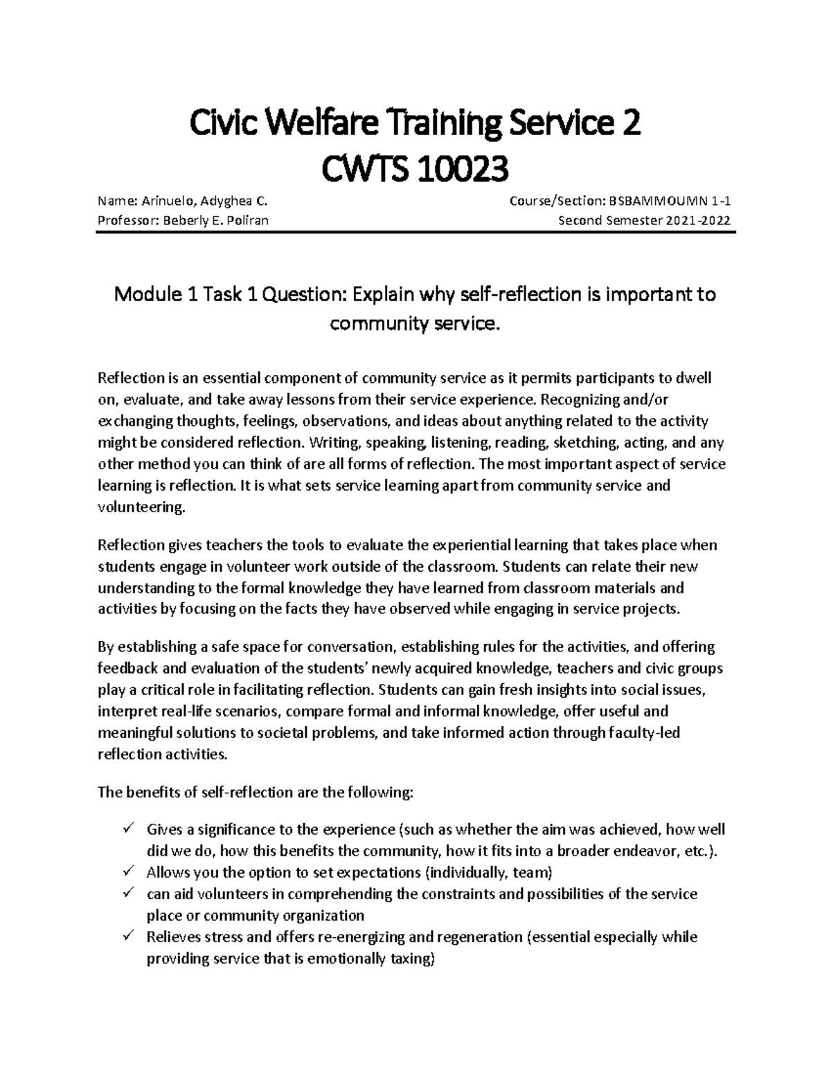 Module 1 Civic Welfare Training Service 2 - Civic Welfare Training ...