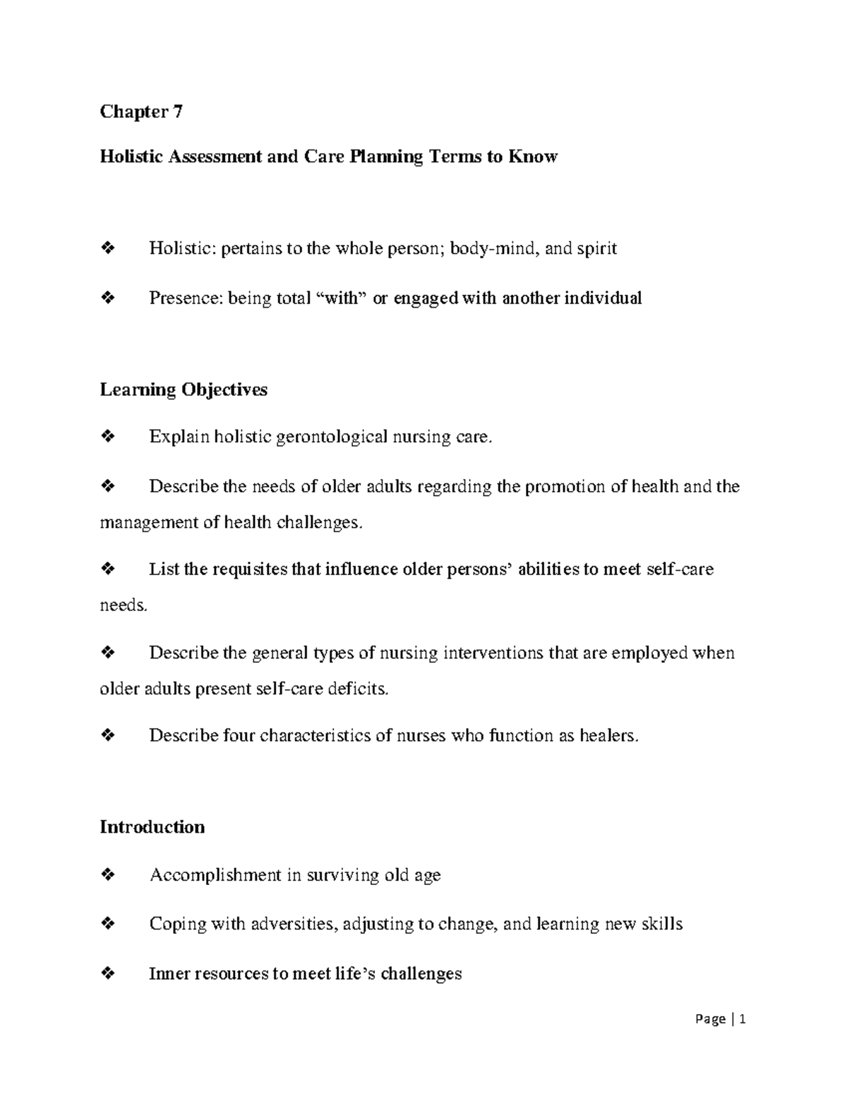 essay on assessment and care planning