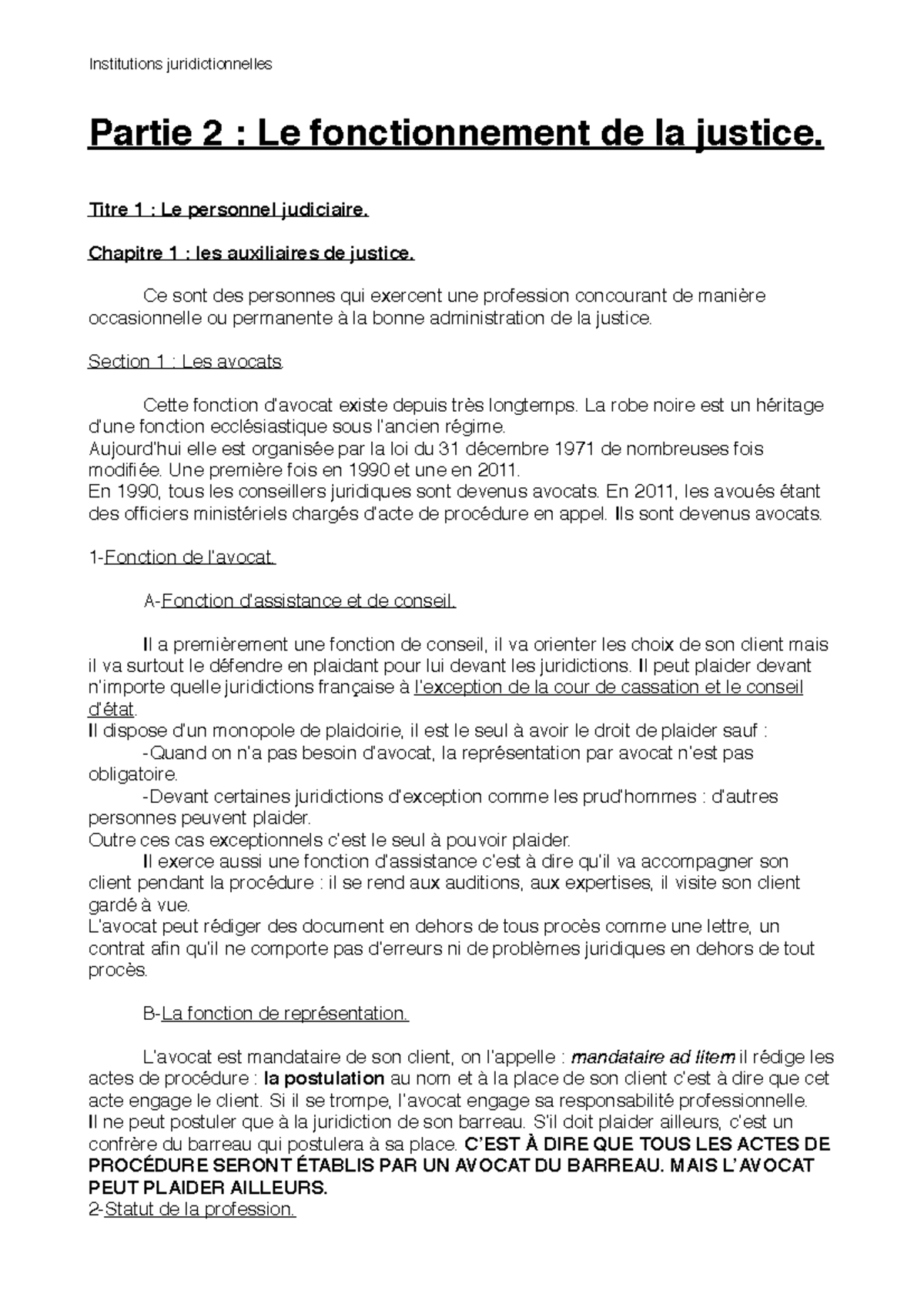 Partie 2 - INSTITUTIONS JURIDICTIONELLES - Institutions ...