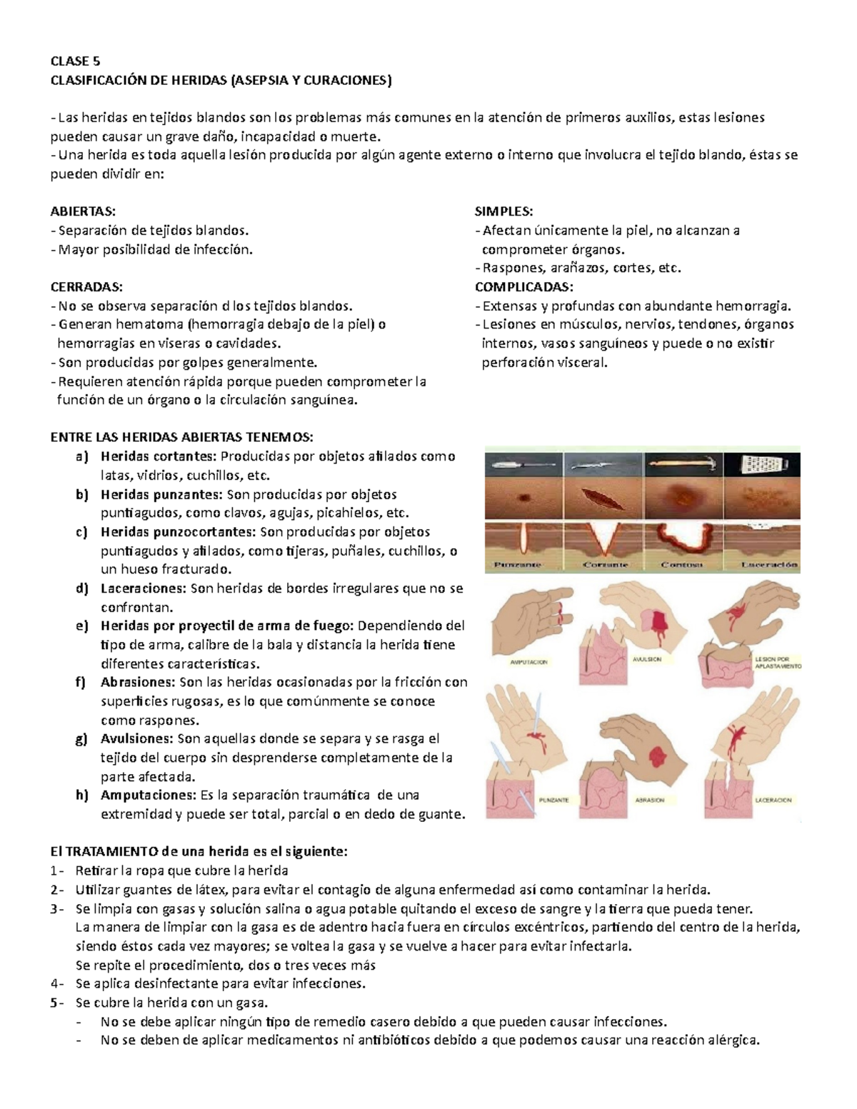 cuales son los golpes y heridas