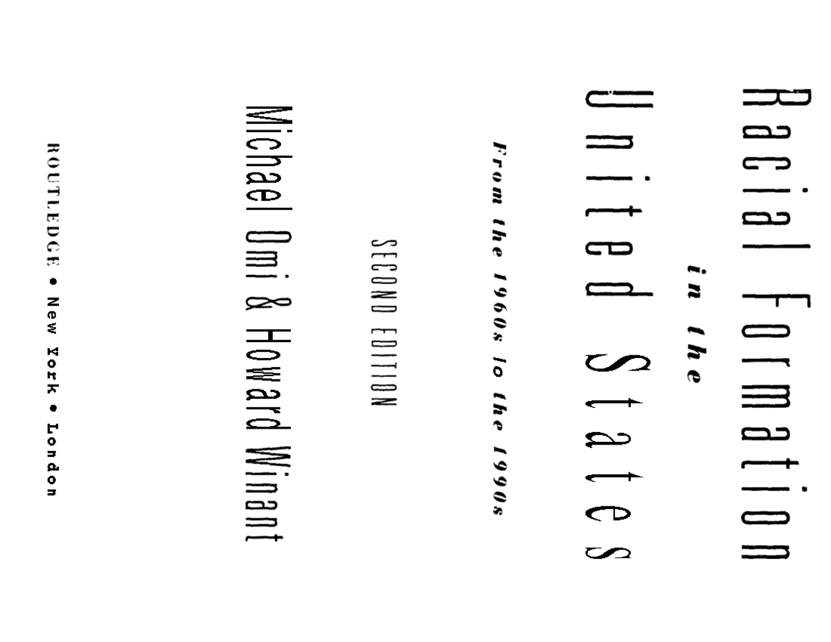 2A Omi Winant Racial Formation - R a c i a l F o i m a t i o n U n i t ...