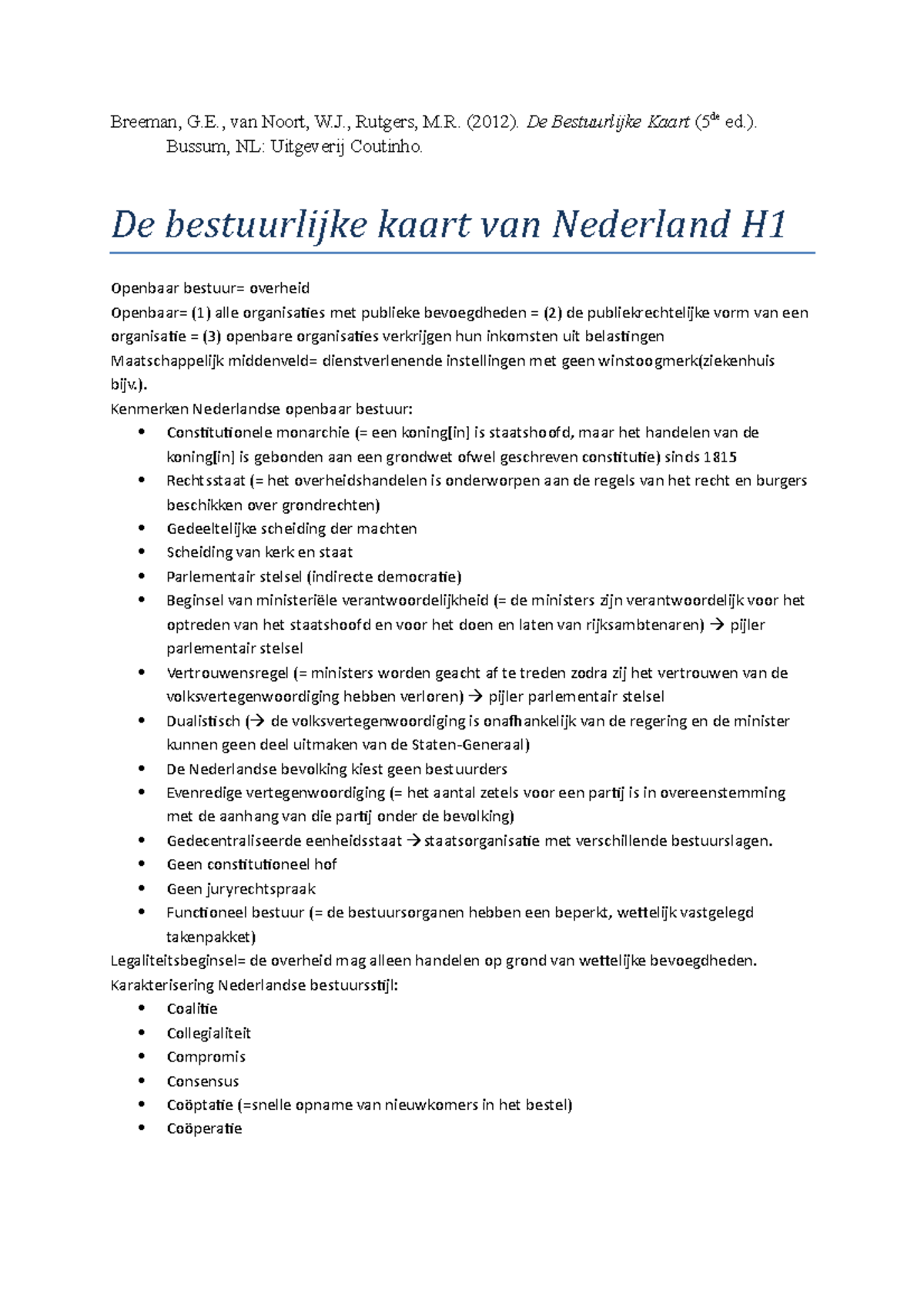 Samenvatting De Bestuurlijke Kaart Van Nederland - Compleet Boek ...