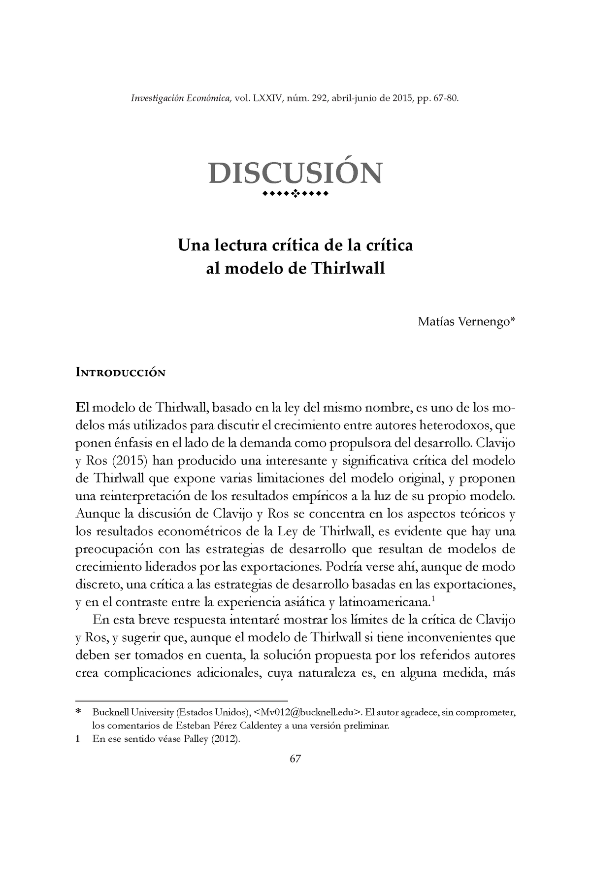 Una Lectura Cr Tica De La Cr Tica Al Modelo De Thi Investigaci N Econ M Investigaci N