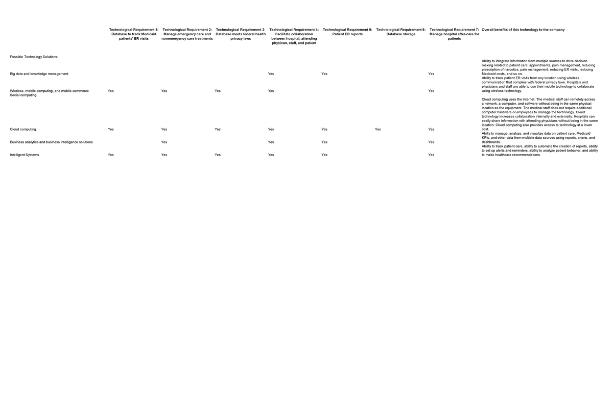 IT-210 Decision Matrix Example - Possible Technology Solutions ...