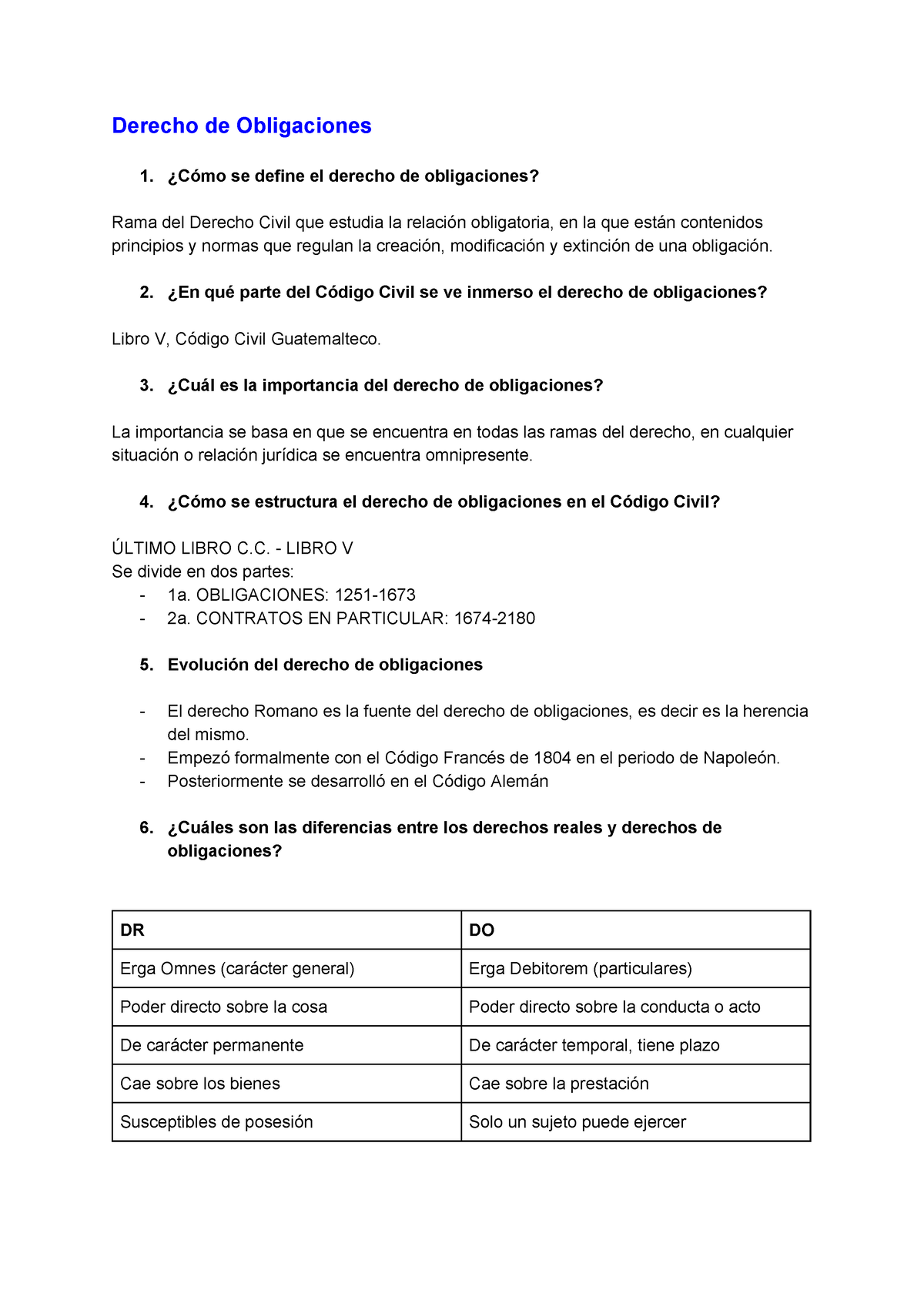 Cuestionario D. Civil Primer Parcial - Derecho De Obligaciones 1. ¿Cómo ...