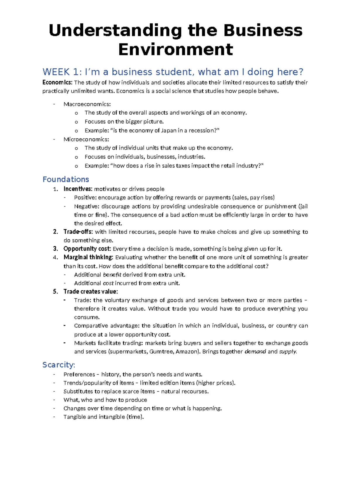 Understanding the Business Environment - Environment WEEK 1: I’m a ...