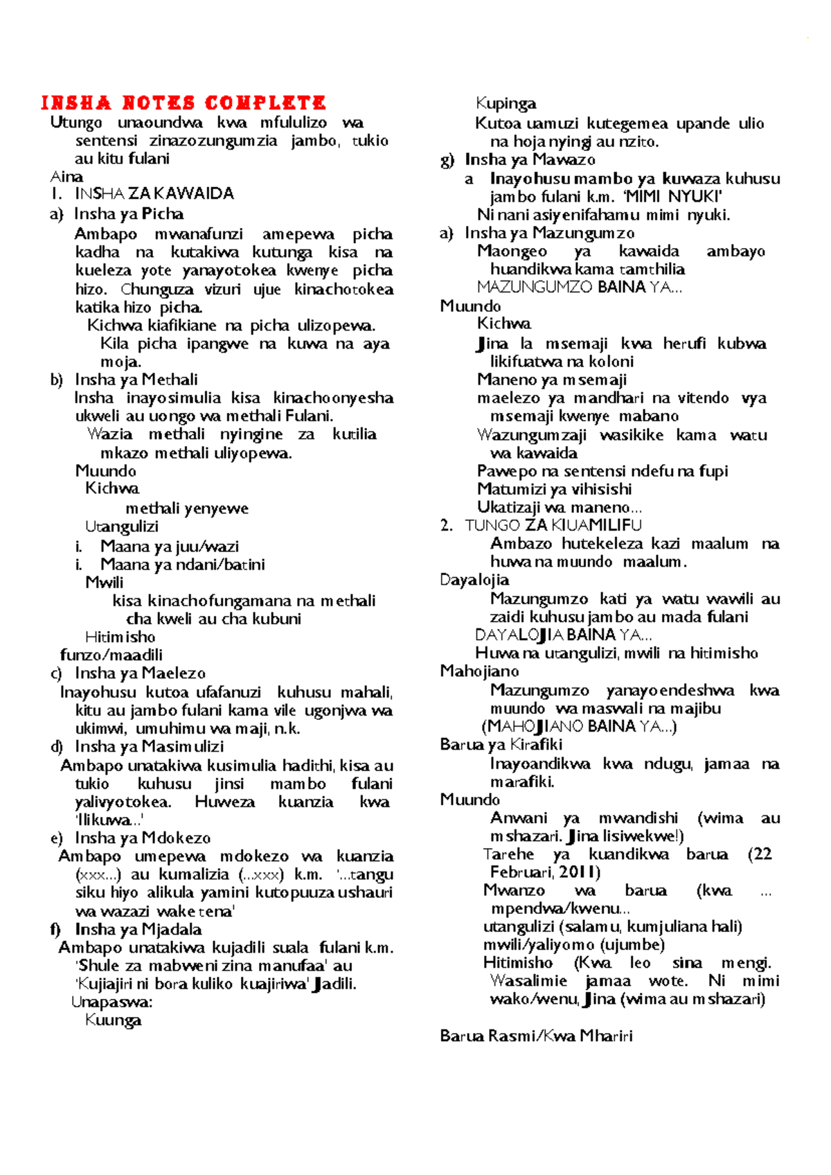 Insha Notes Complete Teacher - I N S H A N O T E S C O M P L E T E ...