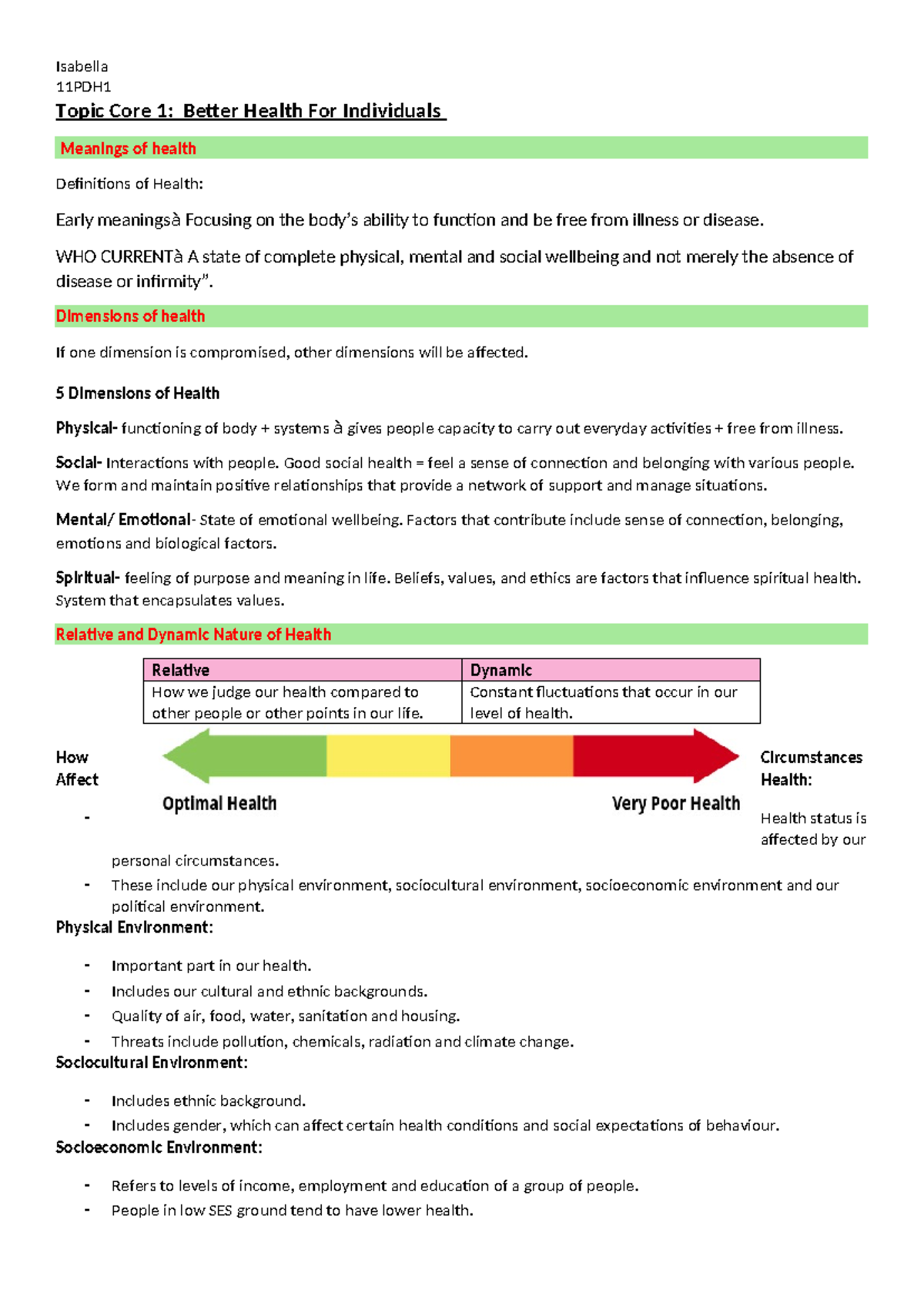 CORE 1 - Prelims Pdhpe study notes - 11PDH Topic Core 1: Better Health ...
