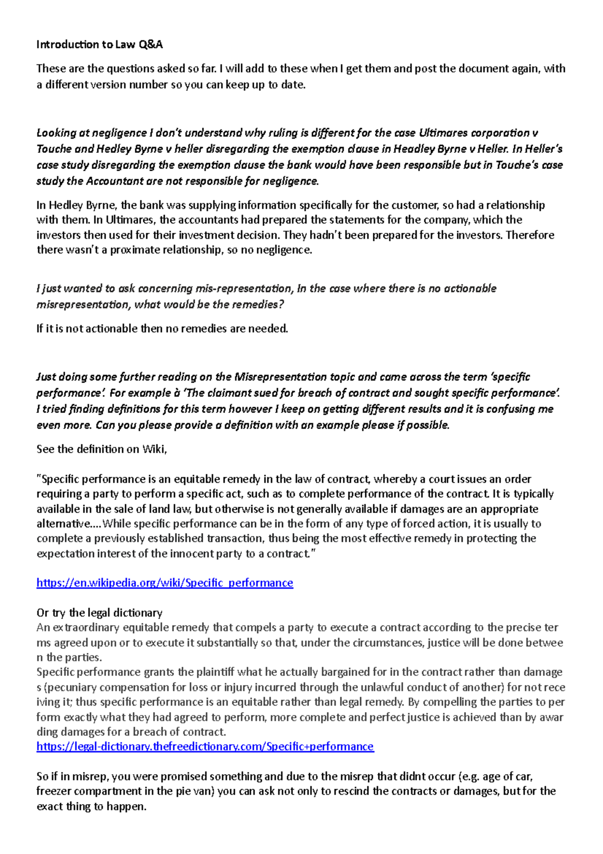 BSA025 Introduction to Law Revision Q+A v4 Introduction to Law Q&A