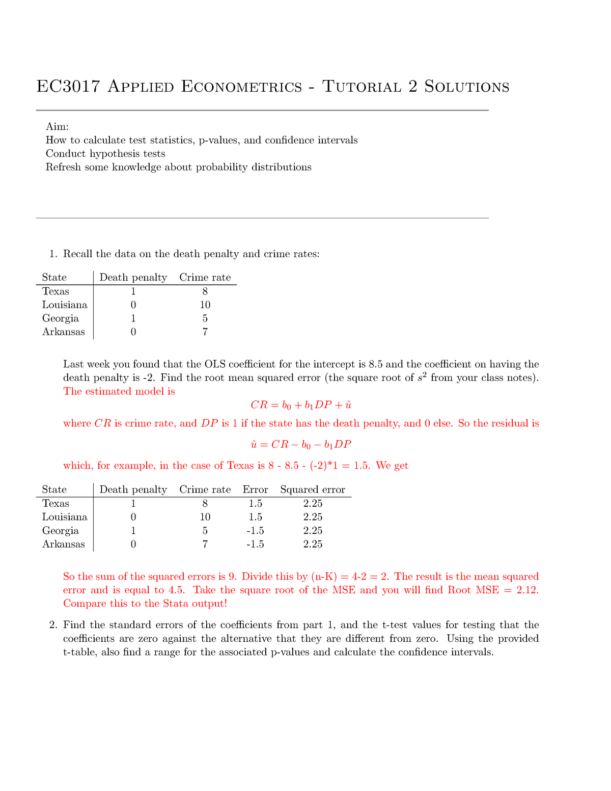 Class Ols Test Solutions New Studocu