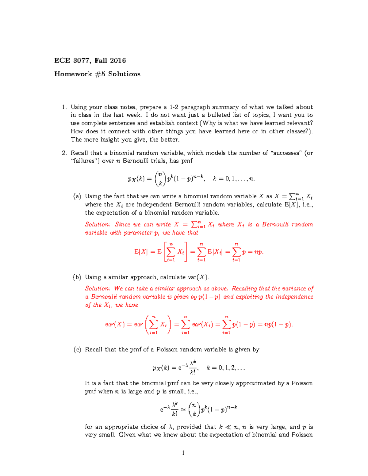 Hw05 3077 Fa16 Soln - Homework Solutions - ECE 3077, Fall 2016 Homework ...