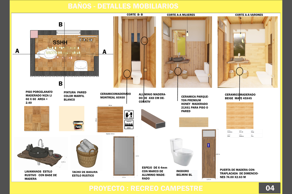 Componentes - BAÑO - 01 BAÑOS - DETALLES MOBILIARIOS PROYECTO : RECREO ...