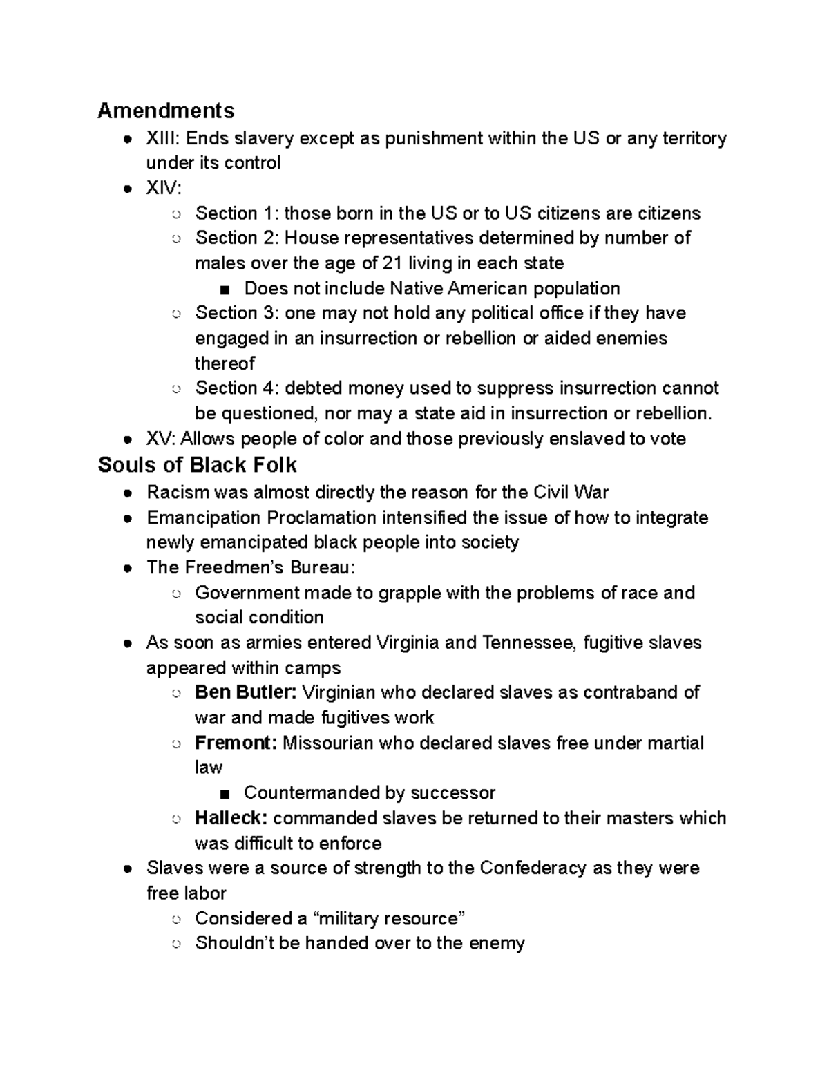 HSTY 109 HW Amendments, Souls of Black Folk, and Mississippi Black