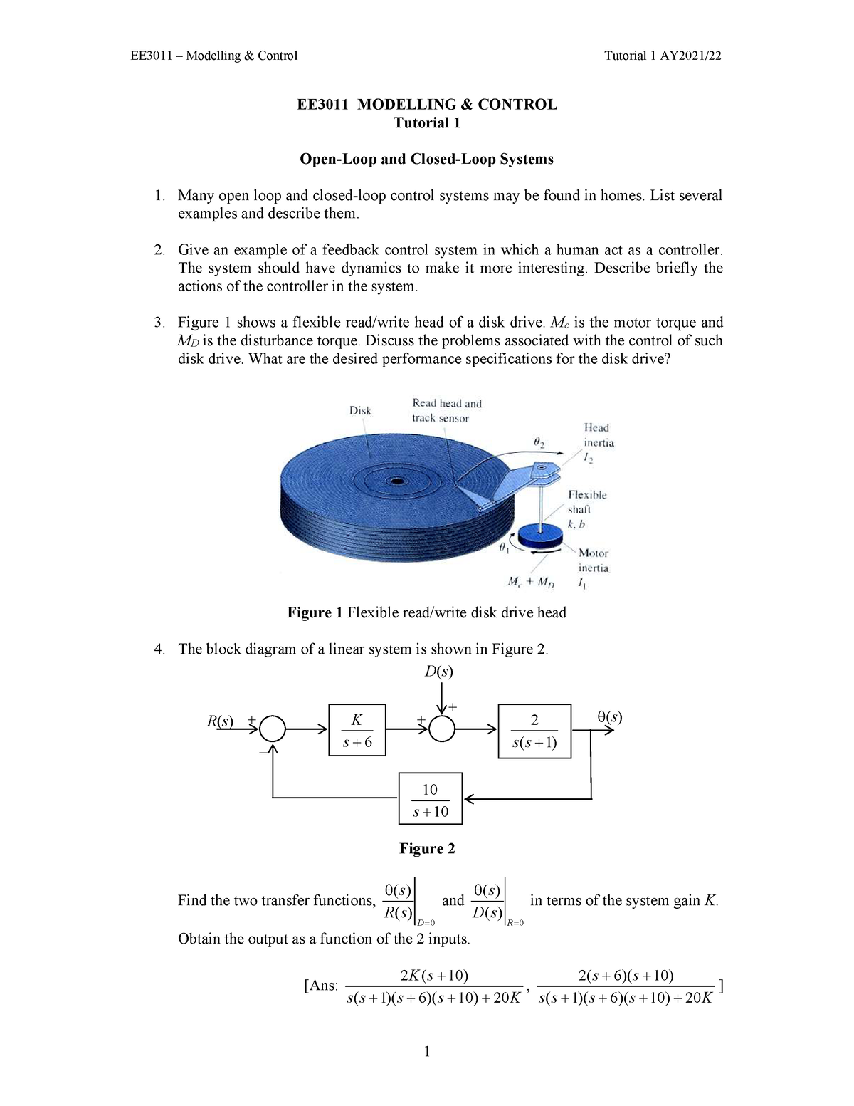 EE3011 Tut1 - Tutorial Practice For Your Practice - EE3011 – Modelling ...