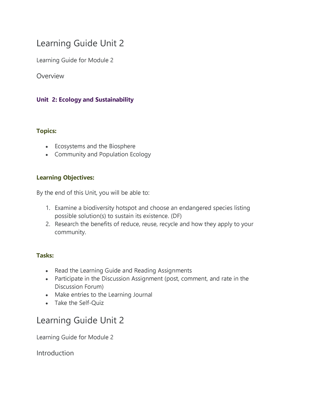 ENVS 1301 - Learning Guide Unit 2 - Learning Guide Unit 2 Learning ...