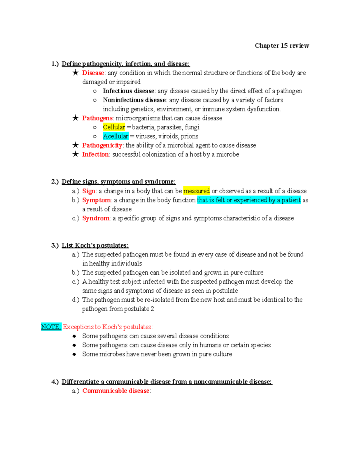 SCB 260-Chapter 15 review - Chapter 15 review 1.) Define pathogenicity ...