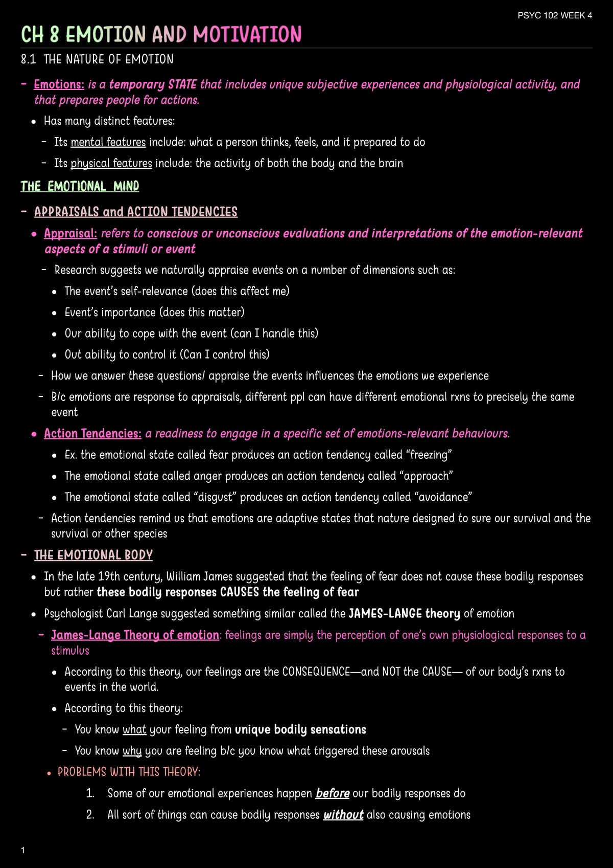 CH 8 Emotions Motivation - CH 8 EMOTION AND MOTIVATION 8 THE NATURE OF ...