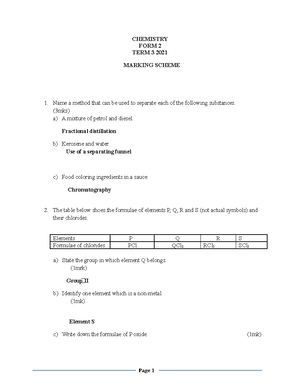 FORM 1 Water AND Hydrogen Questions Teacher - 5. Water and hydrogen (a ...