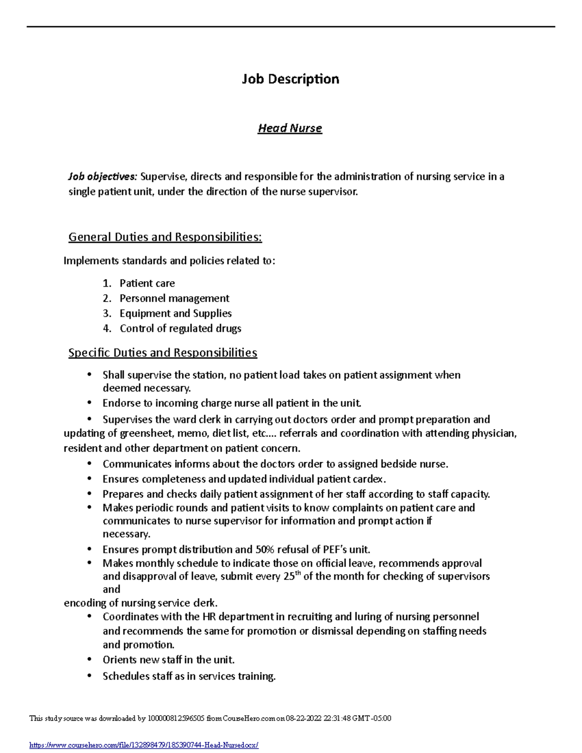 185390744 Head Nurse.docx - This study source was downloaded by ...