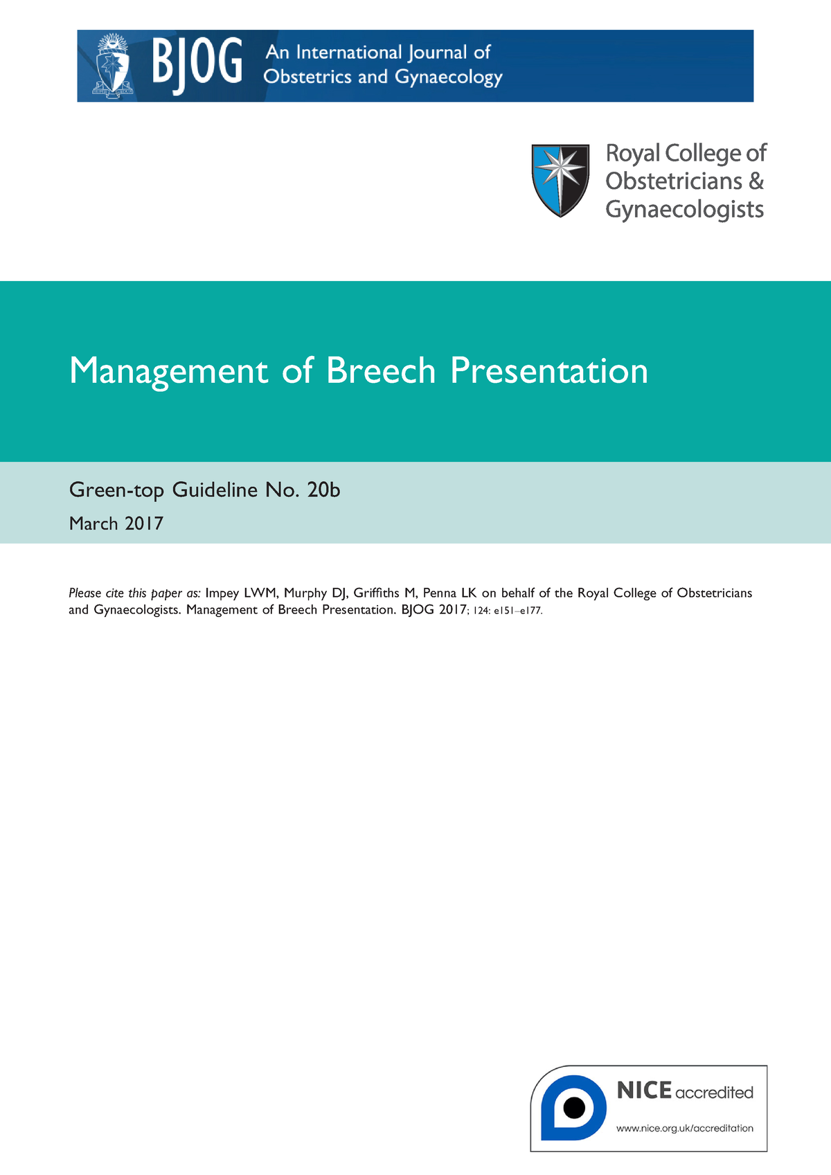 breech presentation rcog guidelines