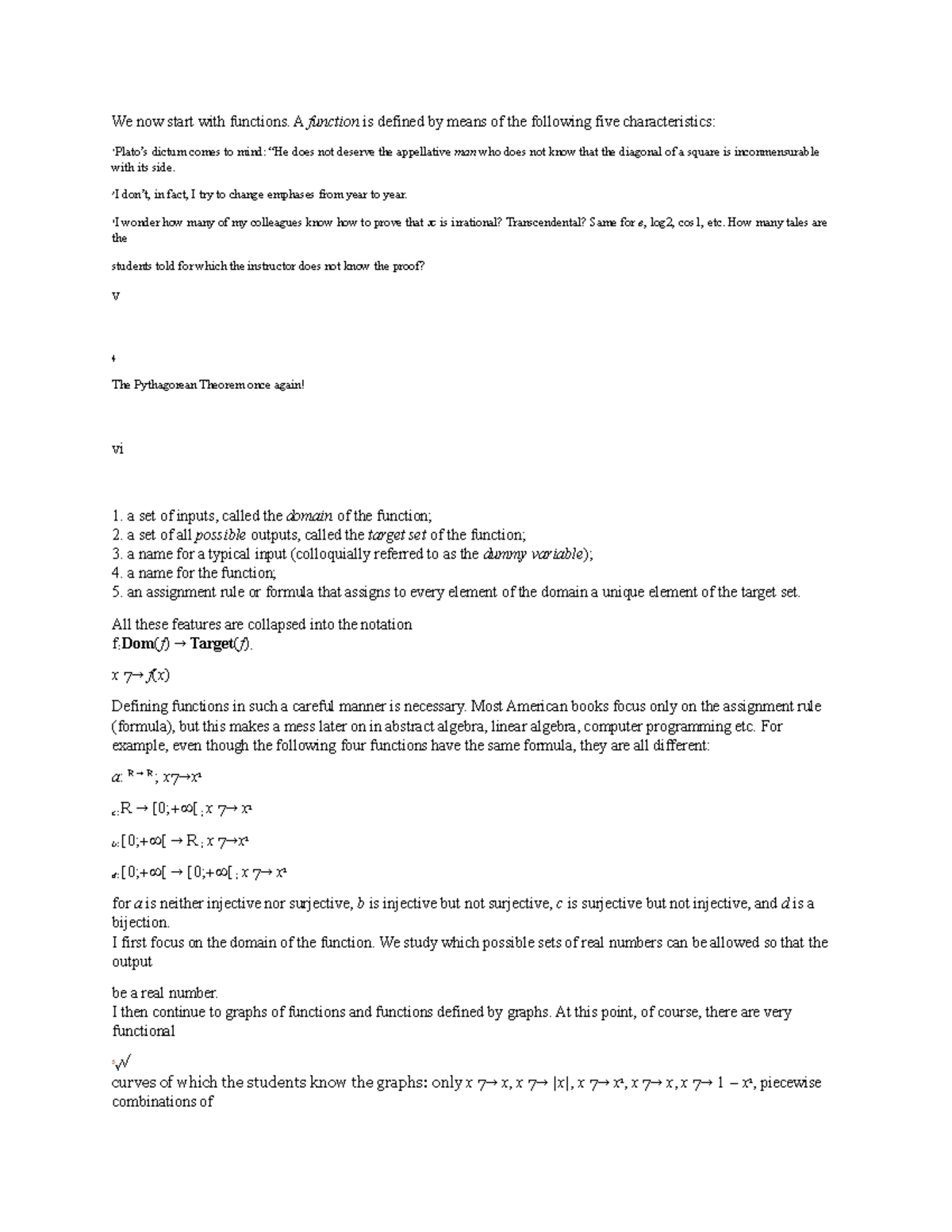 Precalc notes 1 - We now start with functions. A function is defined by ...