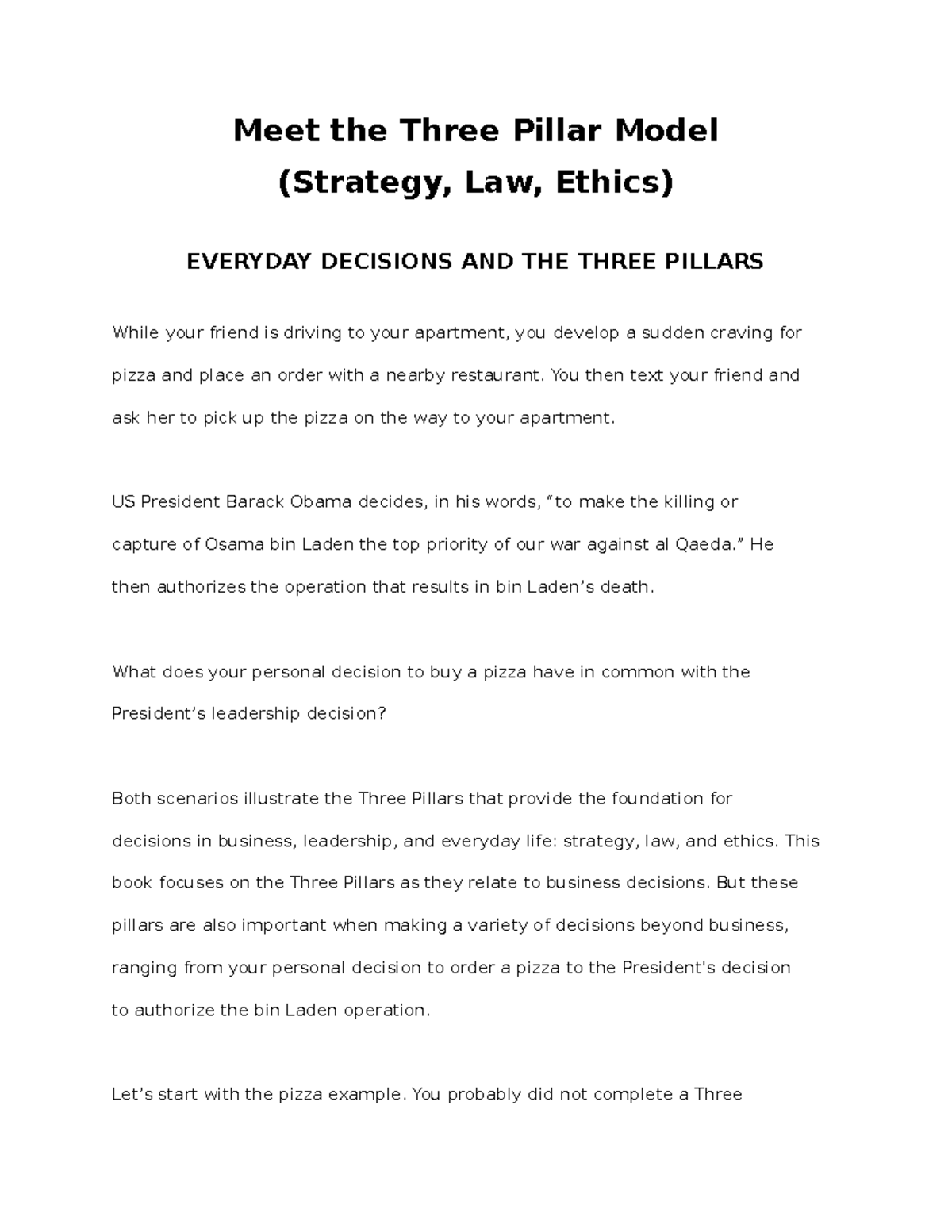 3 Pillars Law Meet the Three Pillar Model (Strategy, Law, Ethics