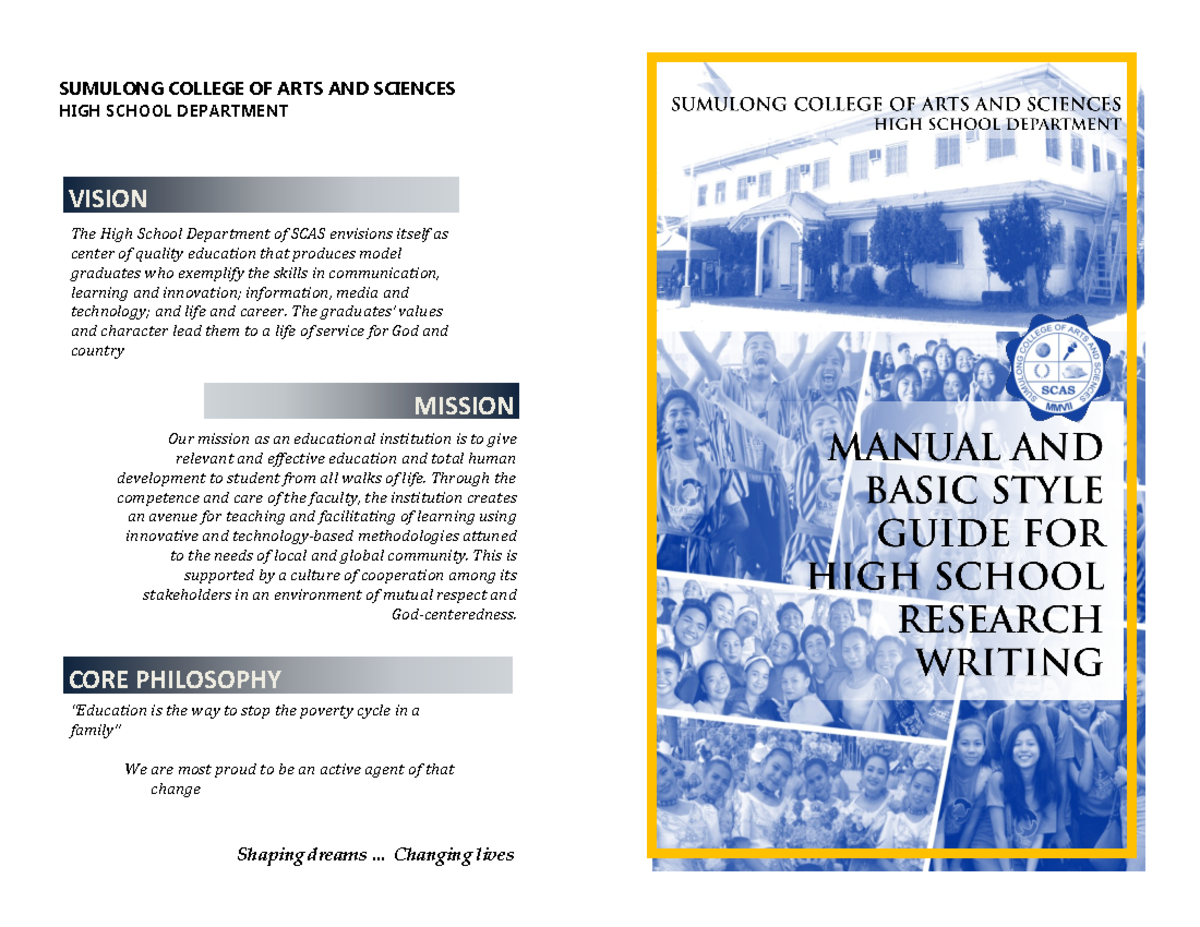 Style Guide for Research 2 - SUMULONG COLLEGE OF ARTS AND SCIENCES HIGH ...
