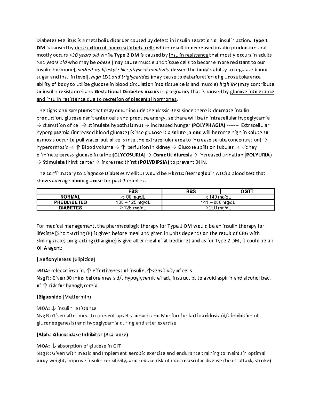 DM Notes - DM TYPES - Diabetes Mellitus is a metabolic disorder caused ...