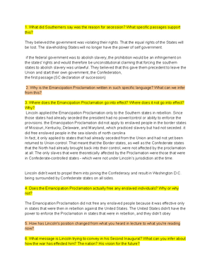 hist section notes - What did Southerners say was the reason for secession?  What specific passages - Studocu
