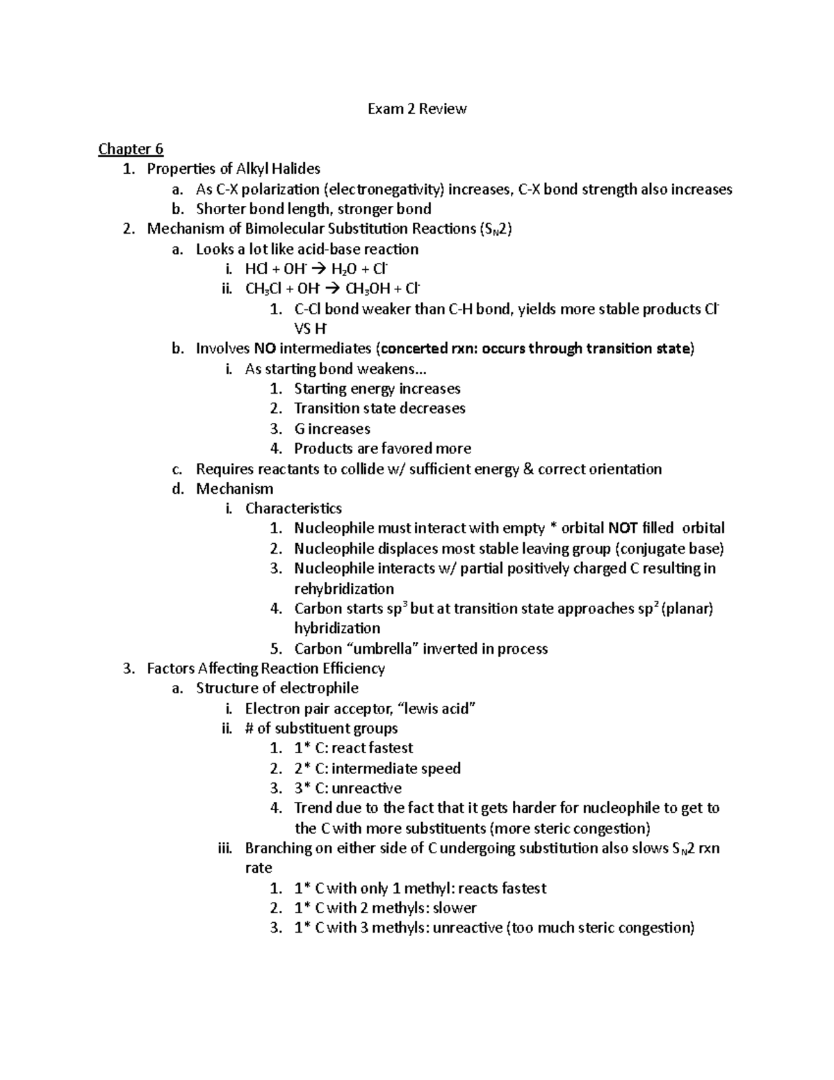 Exam Review Exam Review Chapter Properties Of Alkyl Halides A As C X Polarization