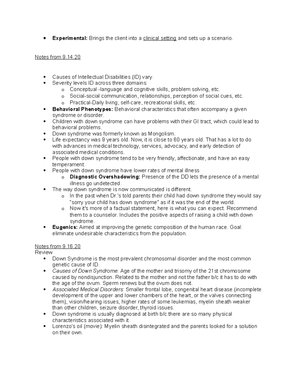 Psych 285 Notes Part 3 - Professor: George Schreiner - Experimental ...