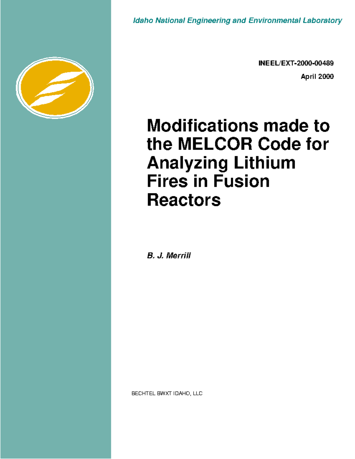 Modifications Made to the Melcor Code fo - INEEL/EXT-2000- April 2000 ...