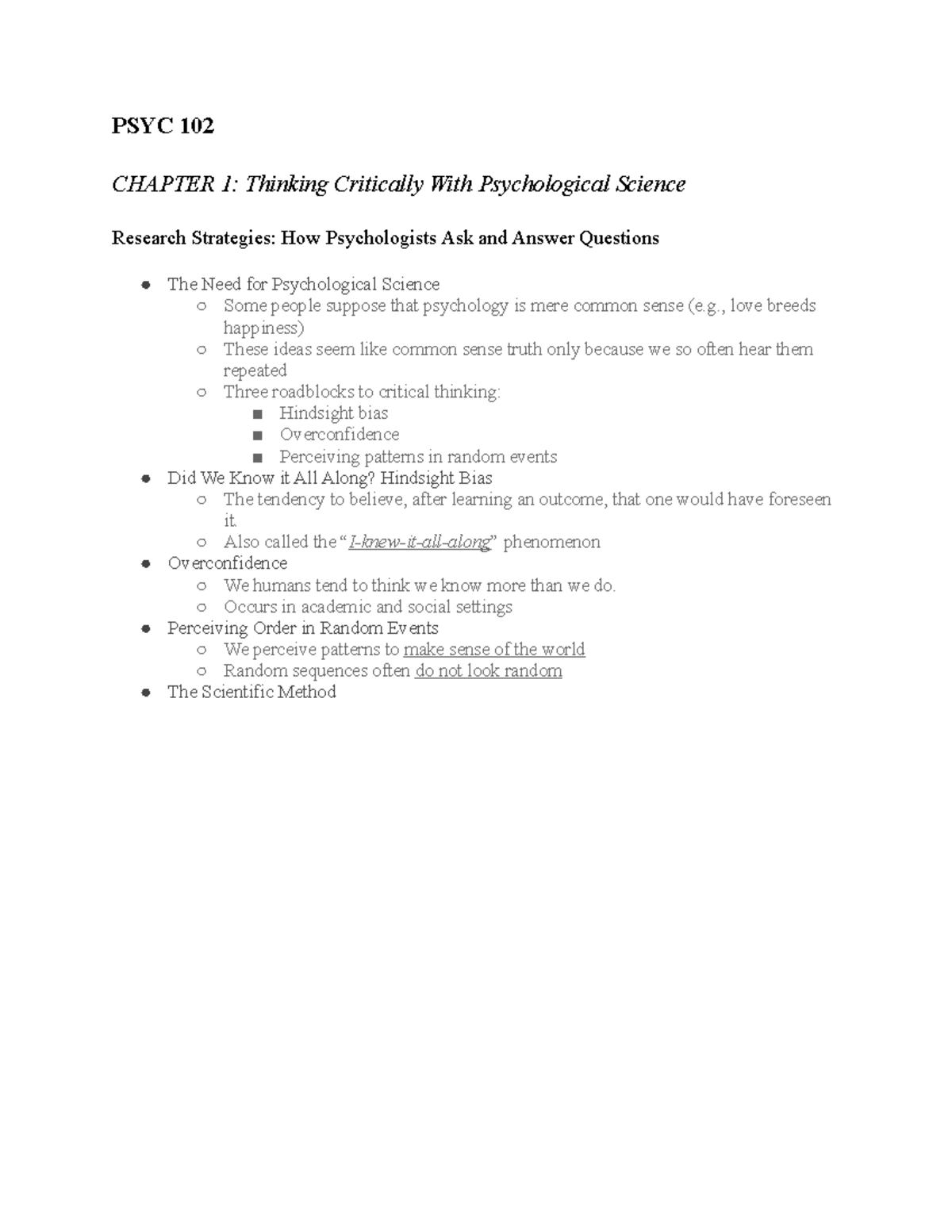 chapter 1 psychology critical thinking and science