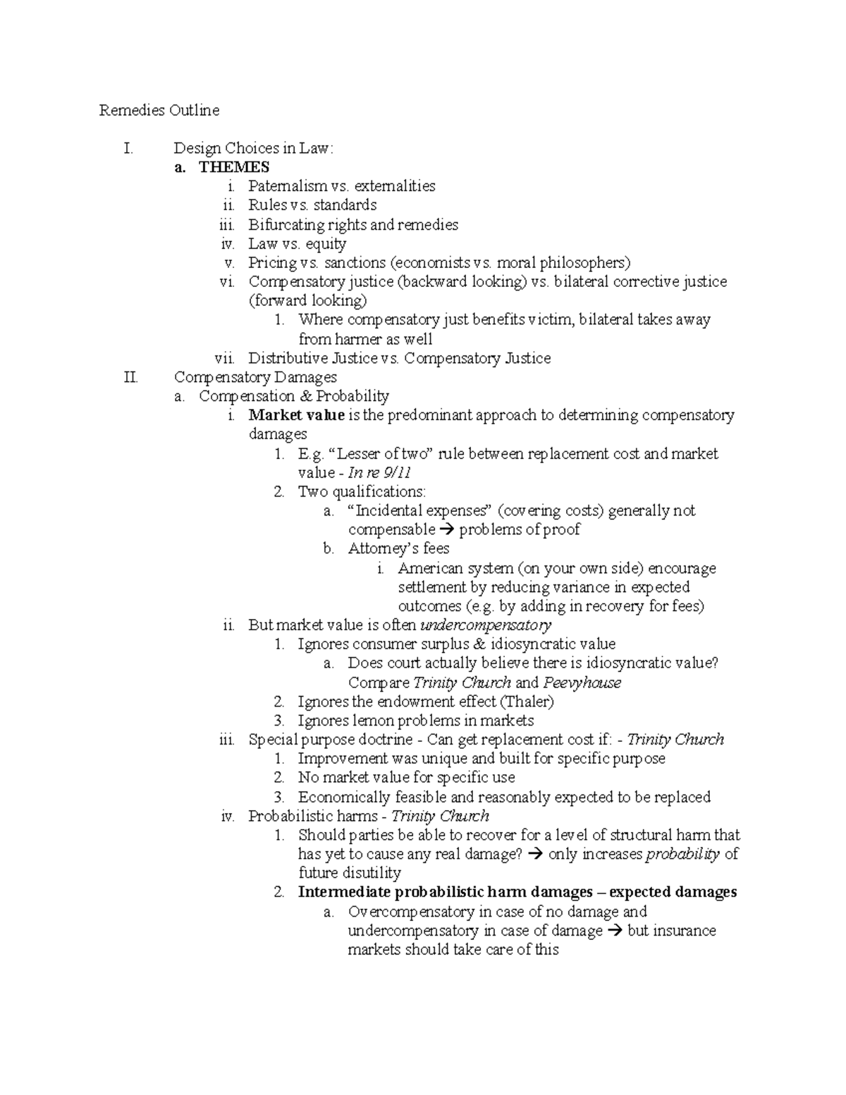 Remedies Outline Levinson Spring 2010 - Remedies Outline I. Design ...