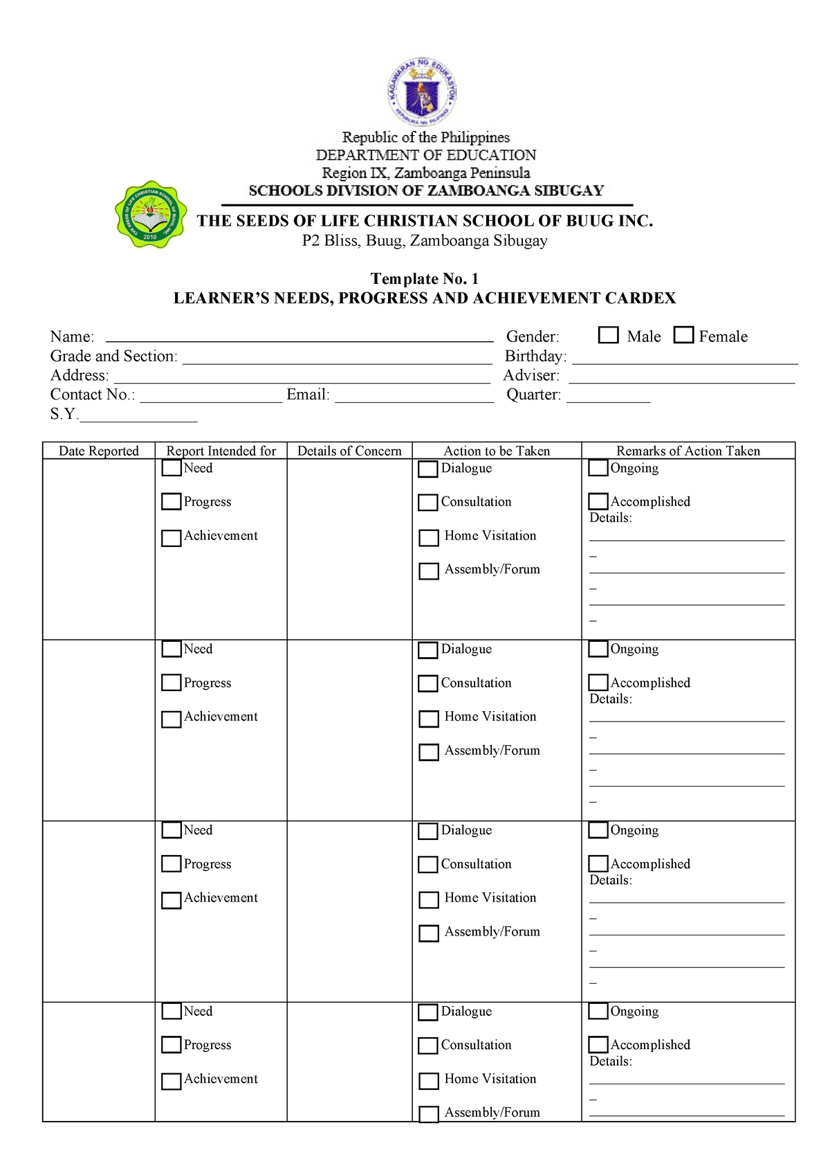 Cardex- Progress- Chart - THE SEEDS OF LIFE CHRISTIAN SCHOOL OF BUUG ...