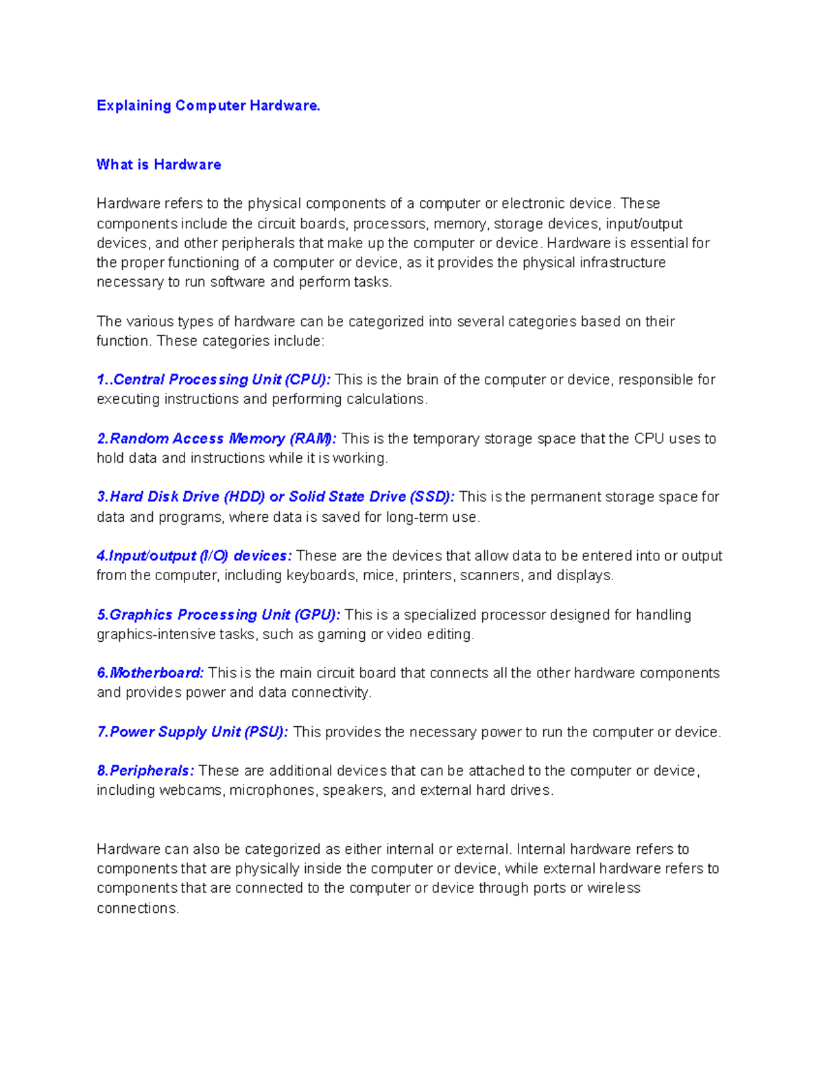 What is Hardware - Explaining Computer Hardware. What is Hardware ...