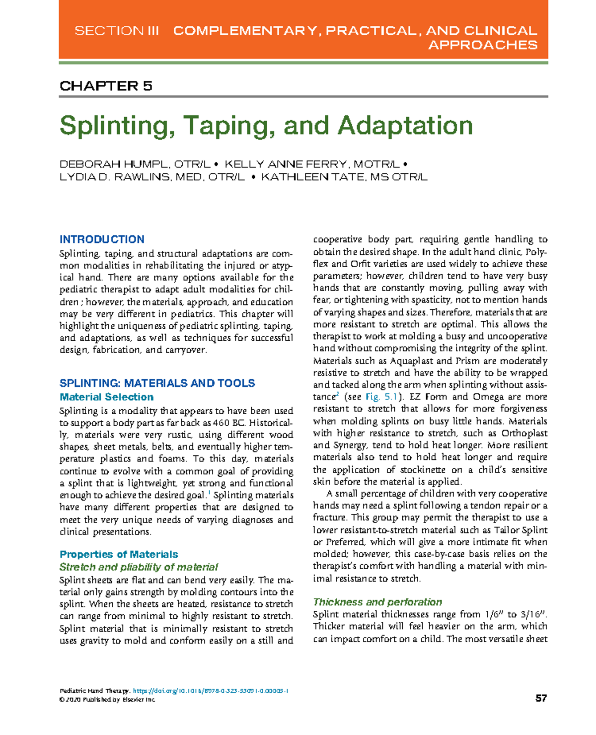 Splinting, Taping, and Adaptation - CHAPTER 5 Splinting, Taping, and ...