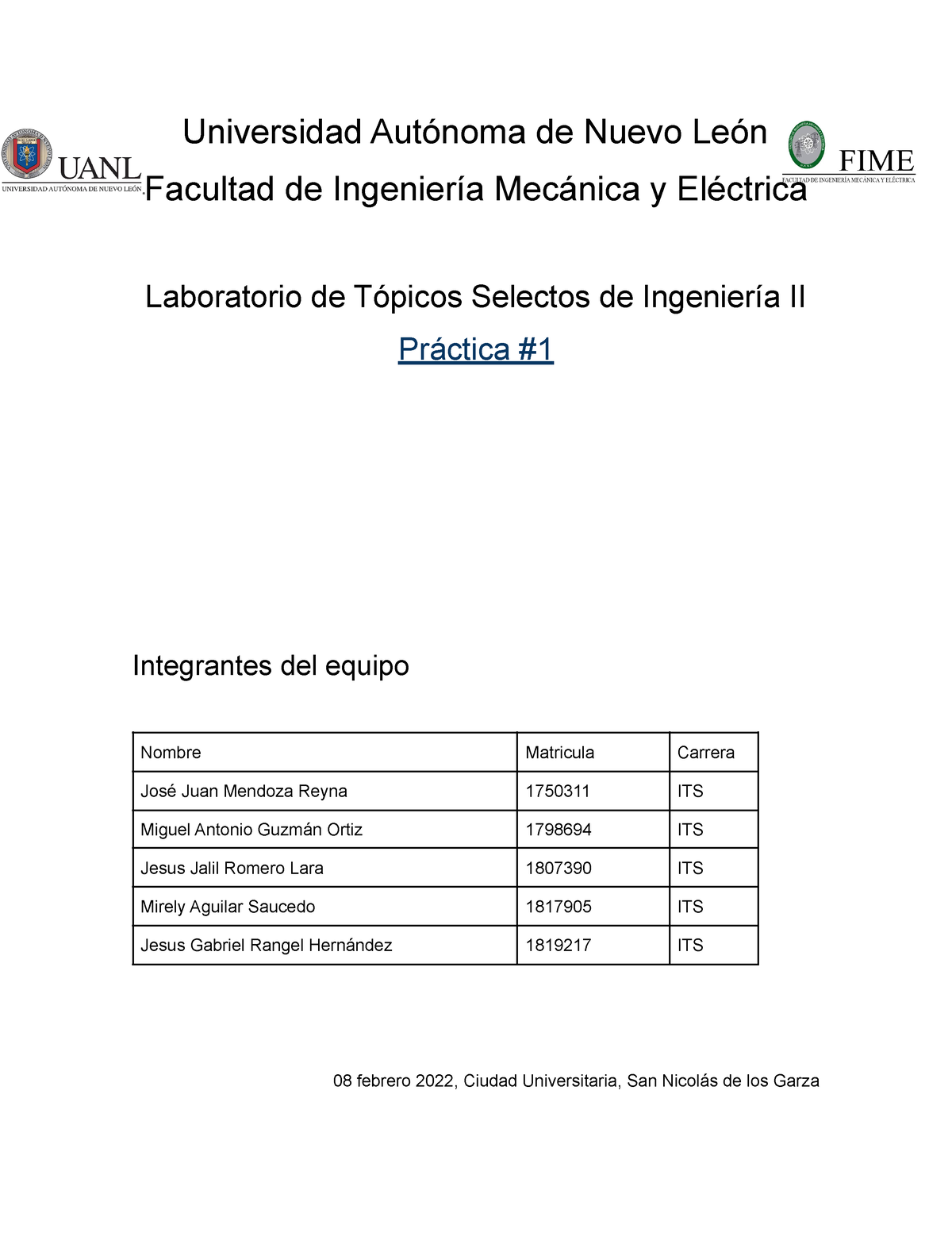 Practica 1 Lab De Topticos II Eq1 - Universidad Autónoma De Nuevo León ...