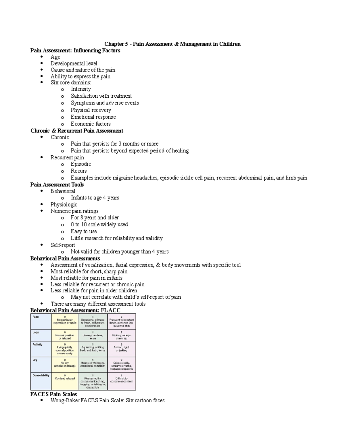 Chapter 5 Pain assessment and management Chapter 5 Pain